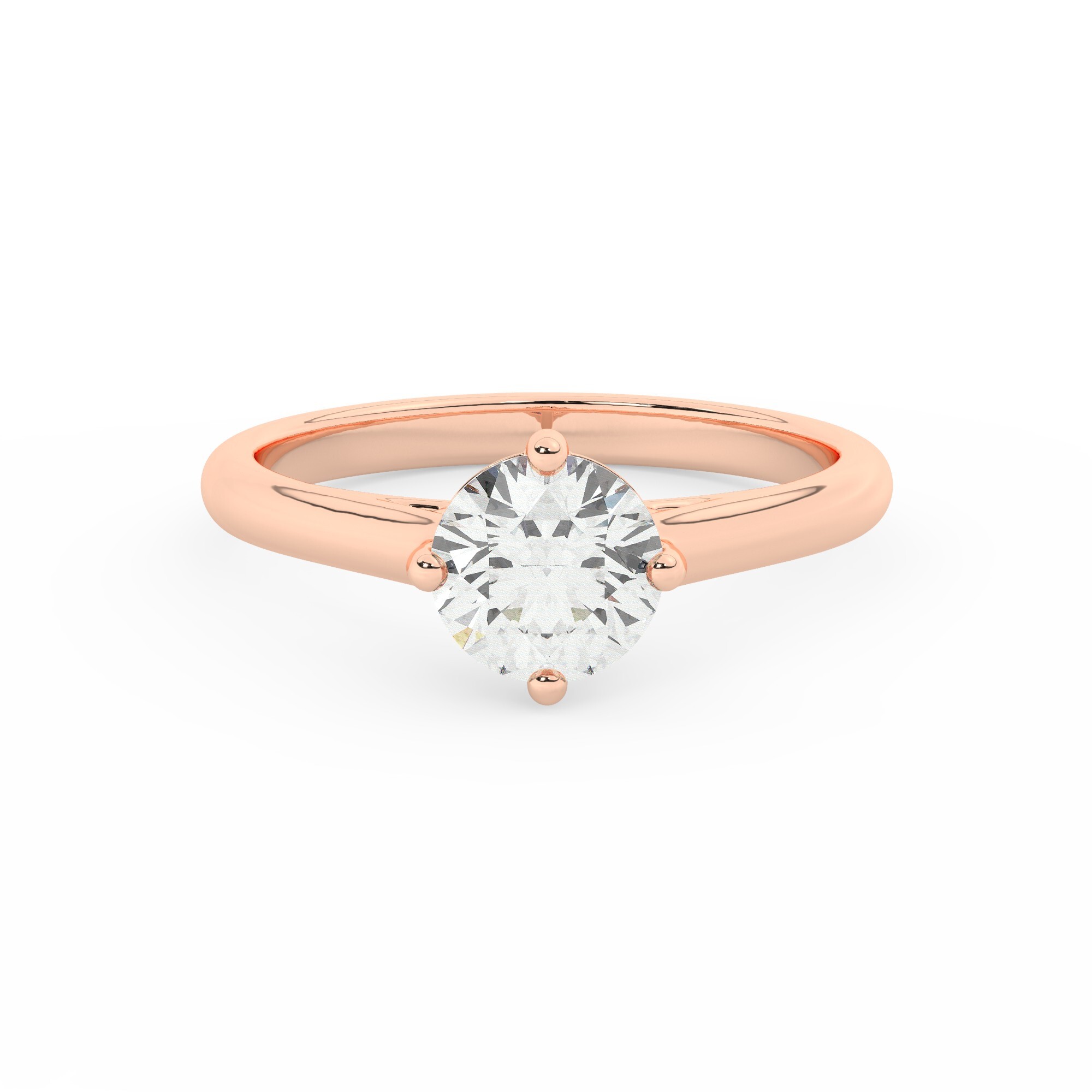 טבעת אירוסין סוליטר דגם 50029 כסף מצופה זהב אדום רוזגולד במרכז זירקוניה במשקל כולל של 0.75 קראט בחיתוך עגול עם תעודה גמולוגית – תמונה 2