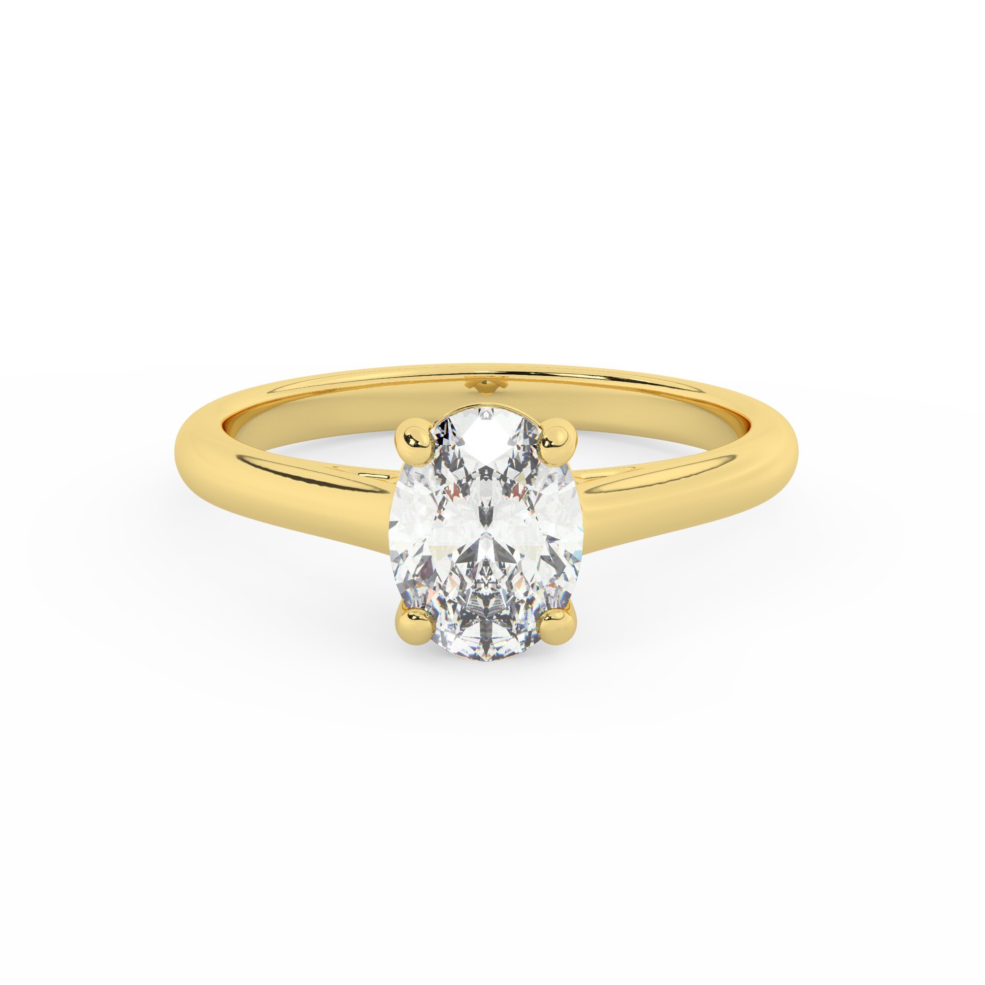 טבעת אירוסין סוליטר דגם 50029 זהב צהוב 14 קראט במרכז יהלום טבעי במשקל כולל של 1 קראט בחיתוך אובל עם תעודה גמולוגית אמריקאית GIA – תמונה 2