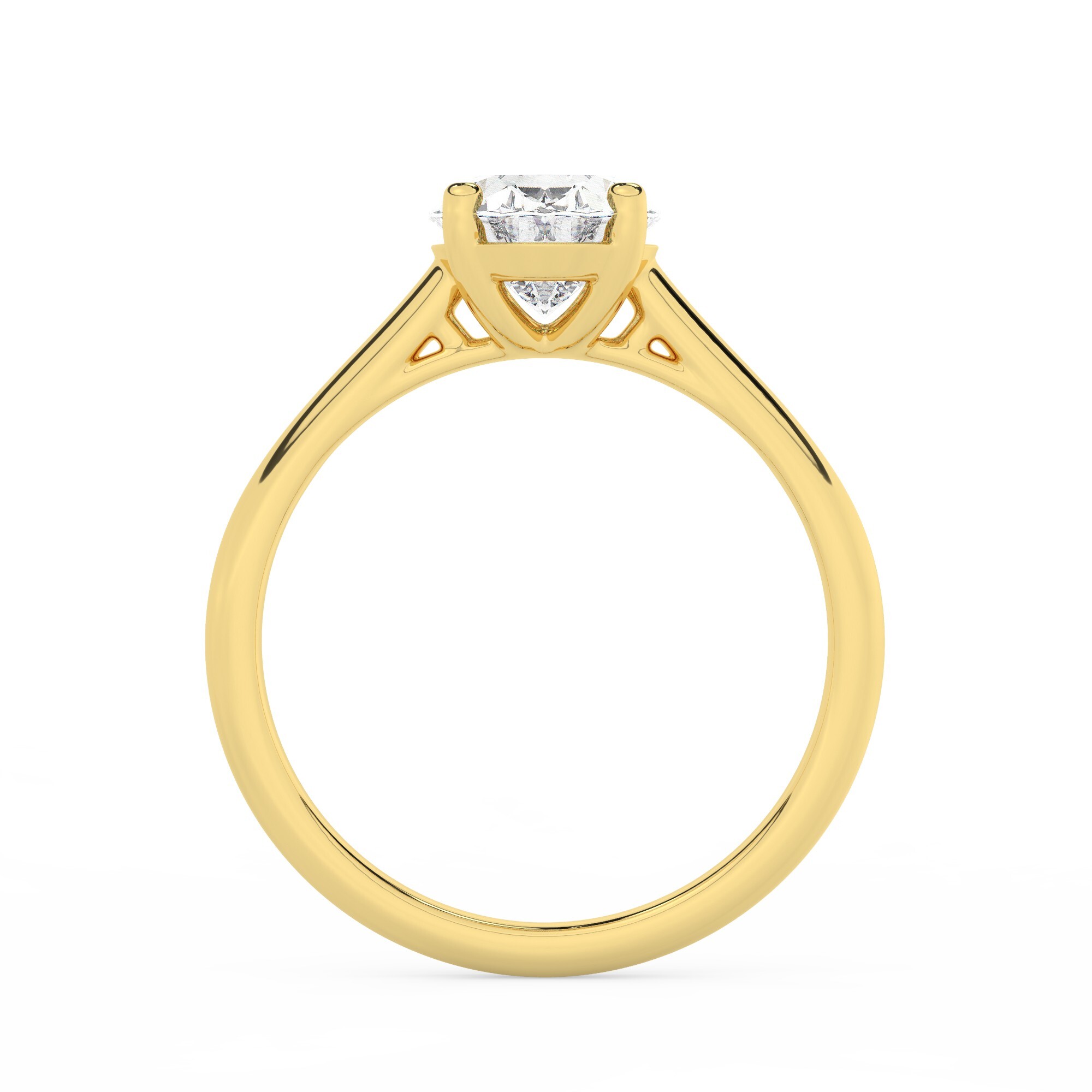 טבעת אירוסין סוליטר דגם 50029 זהב צהוב 14 קראט במרכז זירקוניה במשקל כולל של 2 קראט בחיתוך אובל עם תעודה גמולוגית – תמונה 3