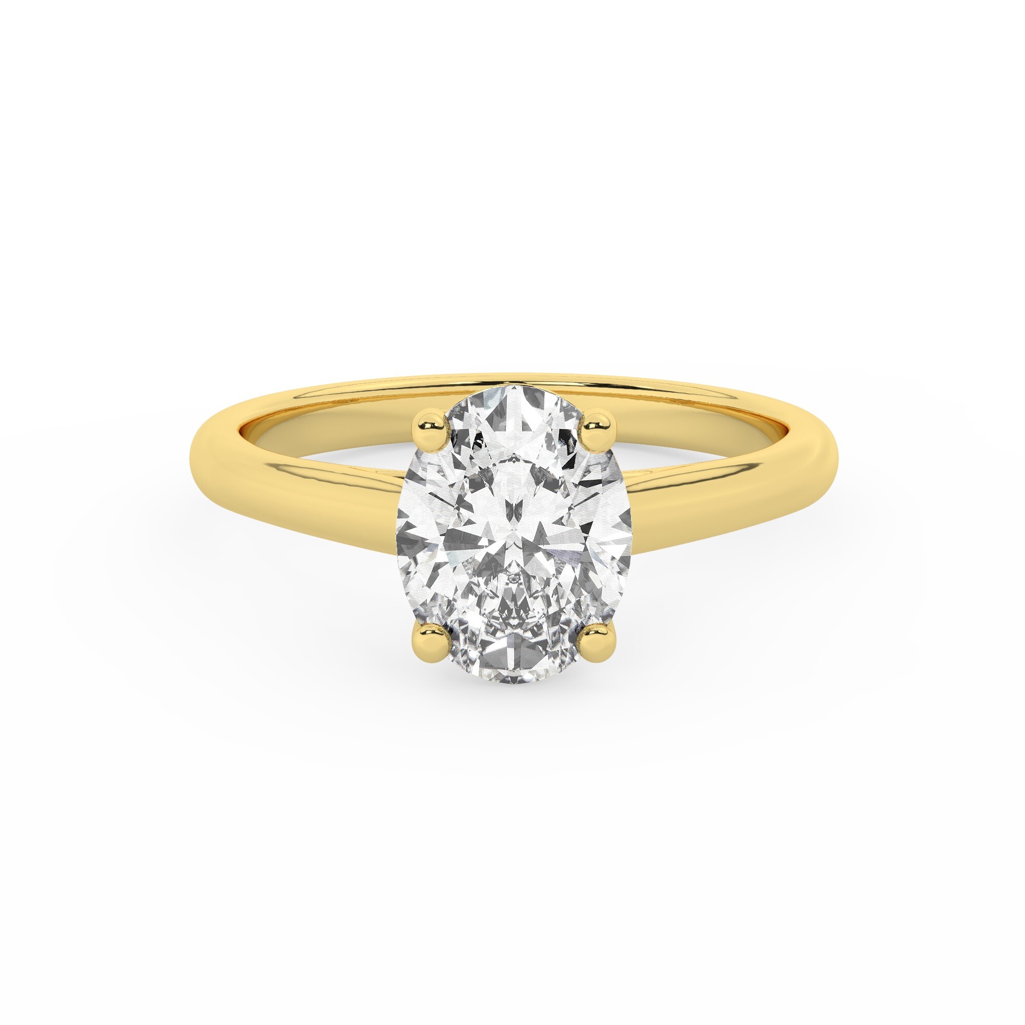 טבעת אירוסין סוליטר דגם 50029 זהב צהוב 14 קראט במרכז זירקוניה במשקל כולל של 2 קראט בחיתוך אובל עם תעודה גמולוגית – תמונה 2