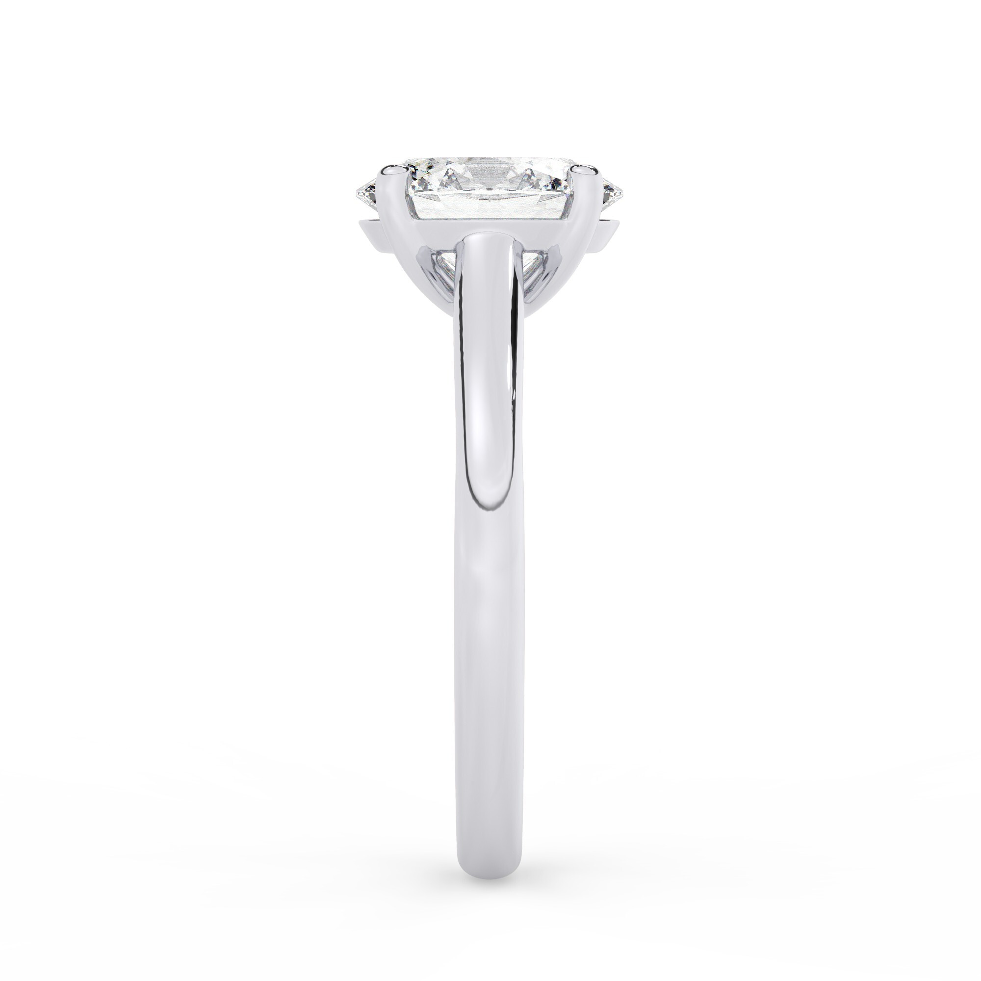 טבעת אירוסין סוליטר דגם 50029 זהב לבן 14 קראט במרכז זירקוניה במשקל כולל של 2.50 קראט בחיתוך אובל עם תעודה גמולוגית – תמונה 4