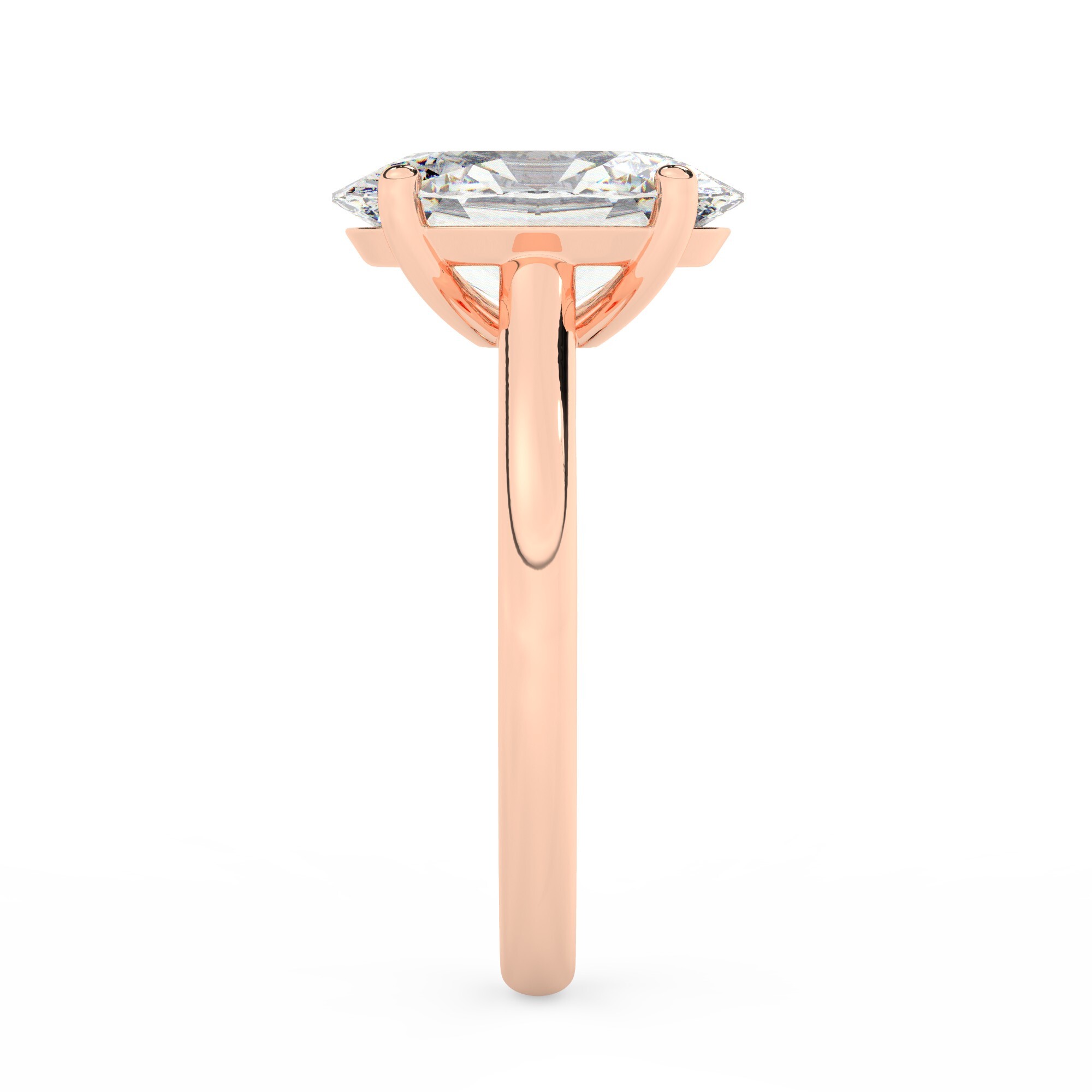 טבעת אירוסין סוליטר דגם 50029 זהב אדום רוזגולד 14 קראט במרכז זירקוניה במשקל כולל של 4 קראט בחיתוך אובל עם תעודה גמולוגית – תמונה 4