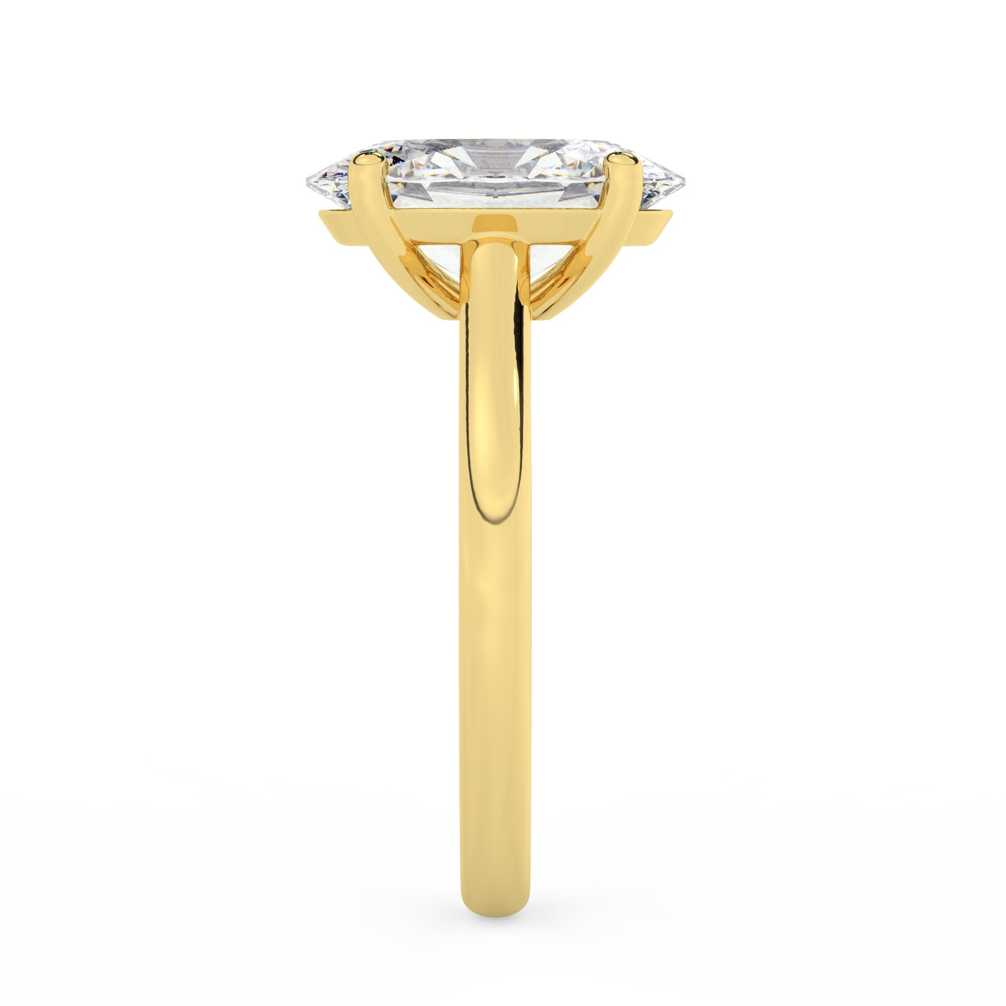 טבעת אירוסין סוליטר דגם 50029 זהב צהוב 14 קראט במרכז זירקוניה במשקל כולל של 5 קראט בחיתוך אובל עם תעודה גמולוגית – תמונה 4