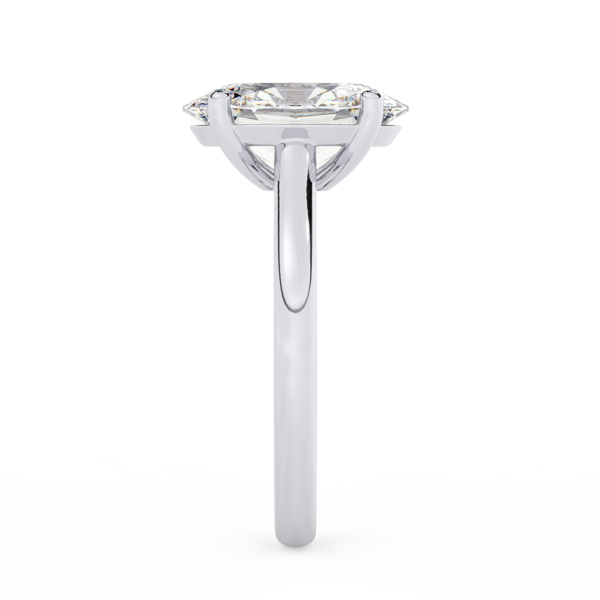 טבעת אירוסין סוליטר דגם 50029 זהב לבן 14 קראט במרכז זירקוניה במשקל כולל של 5 קראט בחיתוך אובל עם תעודה גמולוגית – תמונה 4