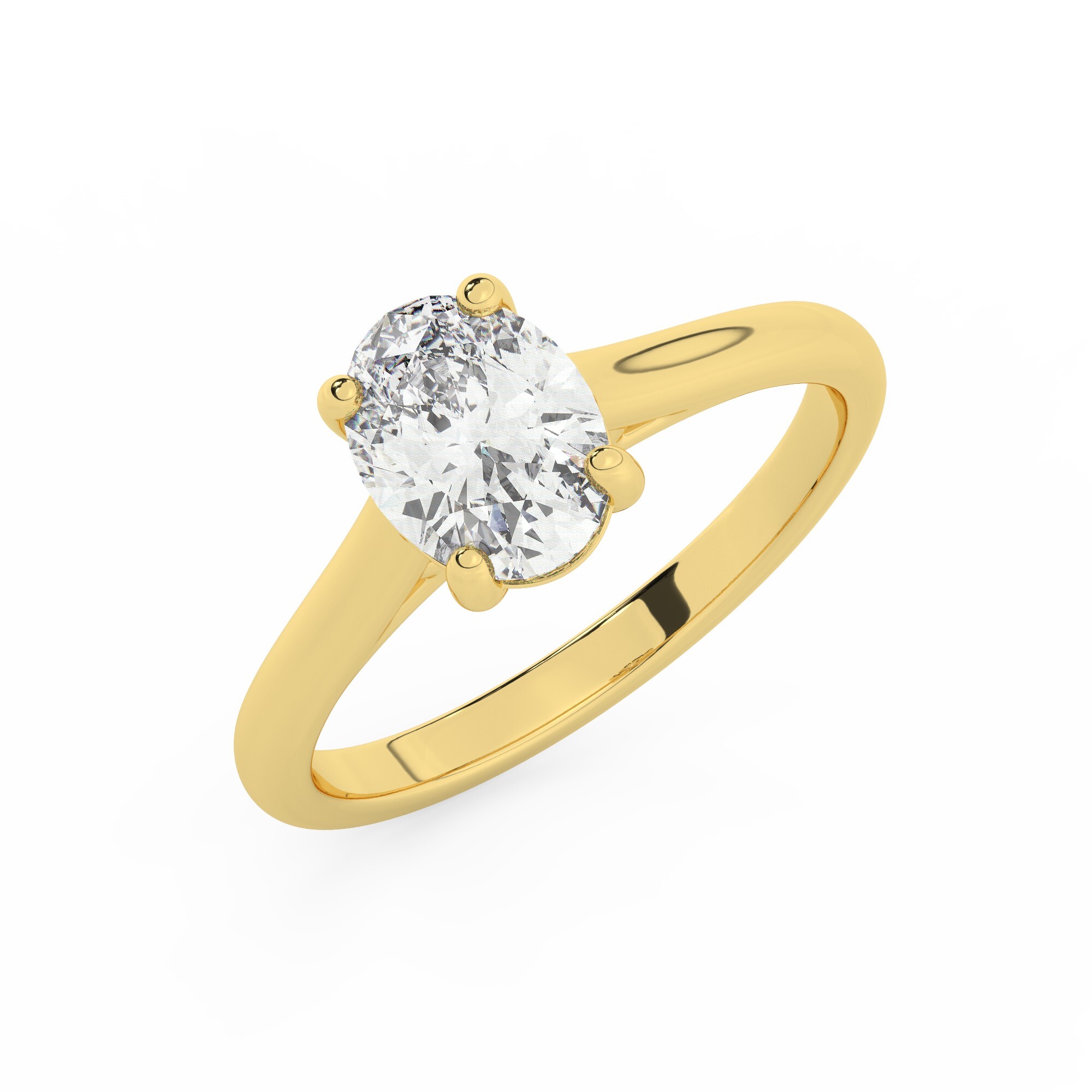 טבעת אירוסין סוליטר דגם 50029 זהב צהוב 14 קראט במרכז זירקוניה במשקל כולל של 0.50 קראט בחיתוך אובל עם תעודה גמולוגית