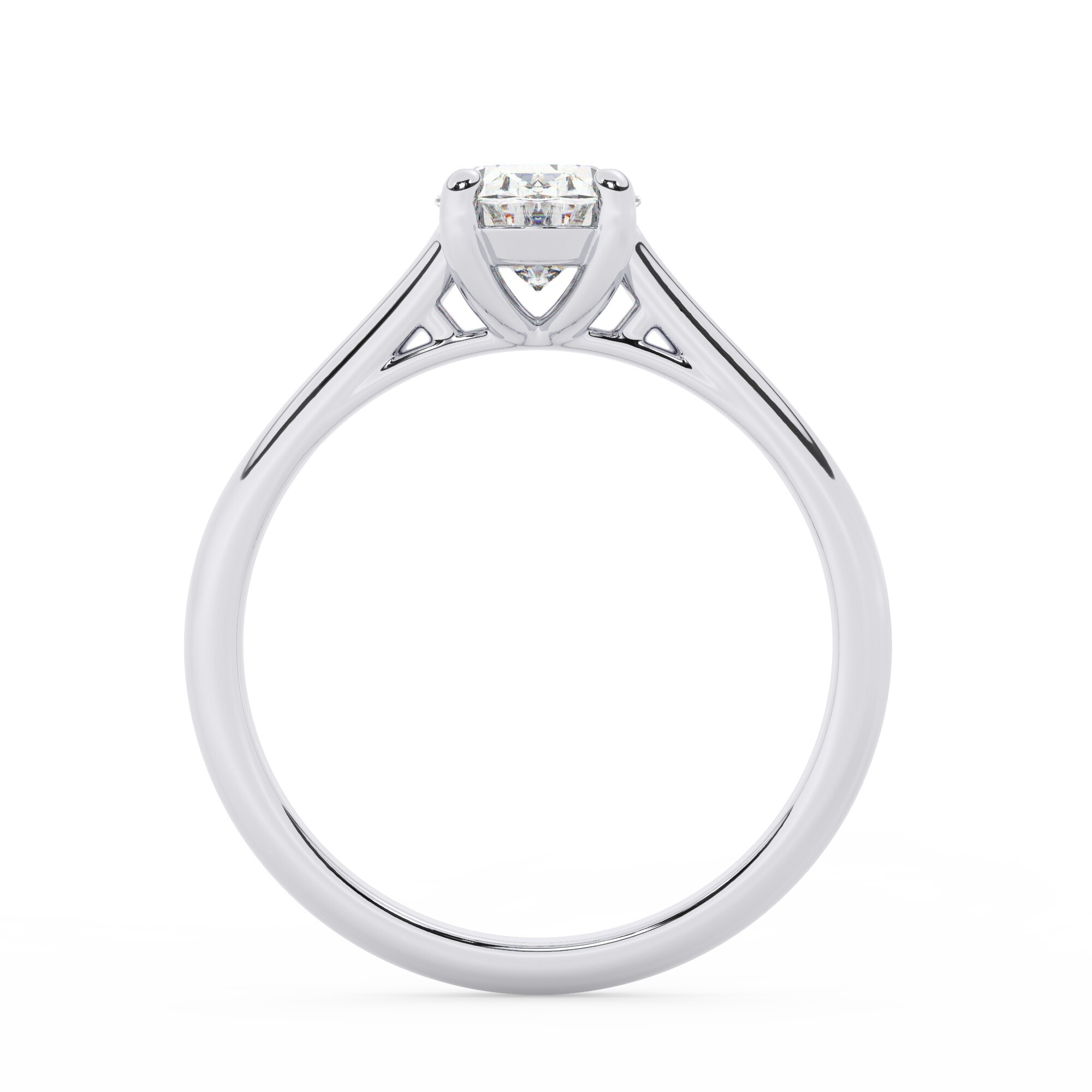 טבעת אירוסין סוליטר דגם 50029 זהב לבן 14 קראט במרכז זירקוניה במשקל כולל של 0.75 קראט בחיתוך אובל עם תעודה גמולוגית – תמונה 3