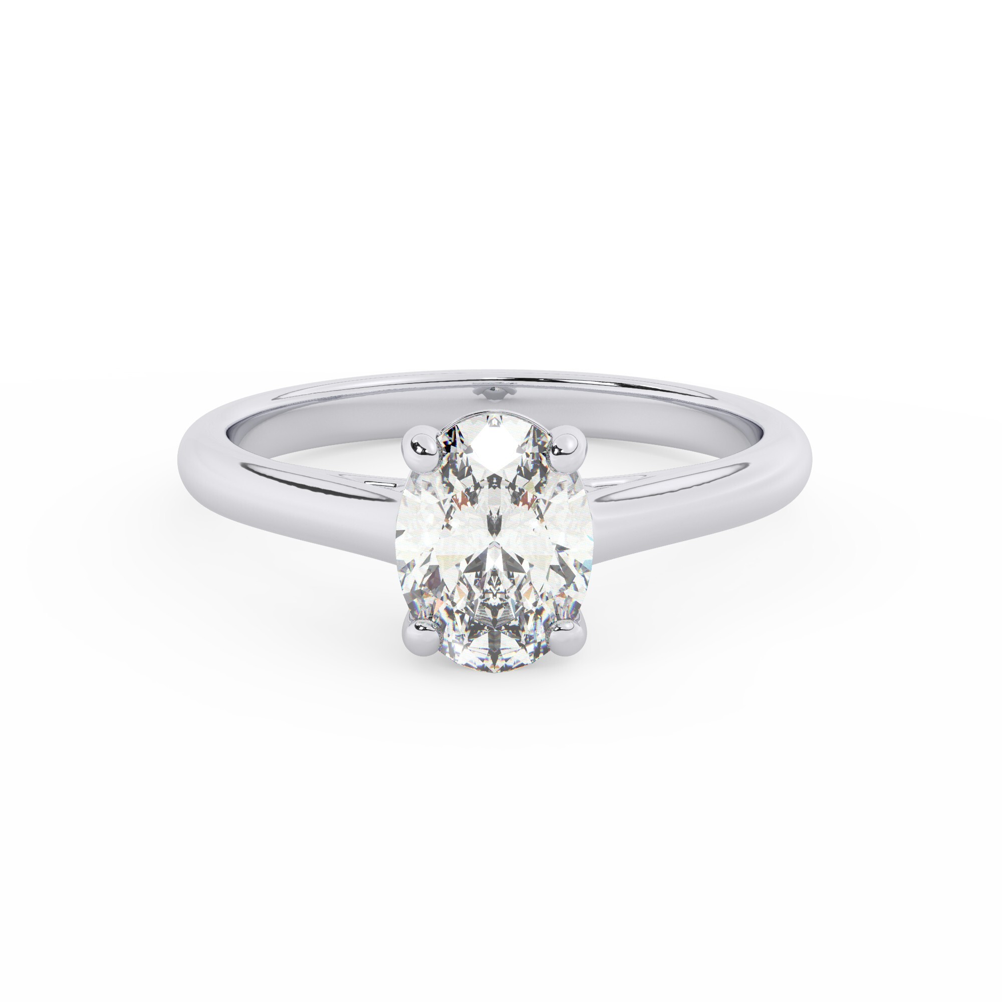 טבעת אירוסין סוליטר דגם 50029 זהב לבן 14 קראט במרכז זירקוניה במשקל כולל של 0.75 קראט בחיתוך אובל עם תעודה גמולוגית – תמונה 2