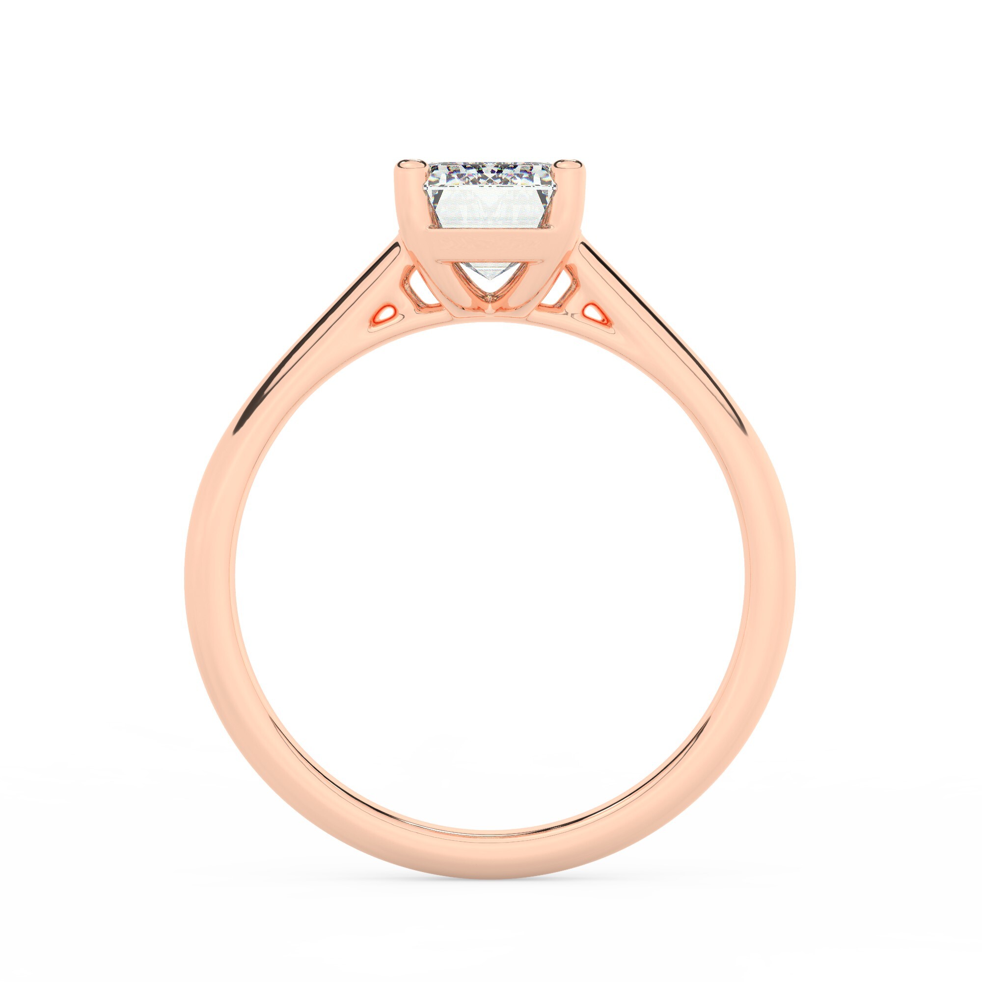 טבעת אירוסין סוליטר דגם 50029 זהב אדום רוזגולד 14 קראט במרכז זירקוניה במשקל כולל של 1.50 קראט בחיתוך אמרלד עם תעודה גמולוגית – תמונה 3