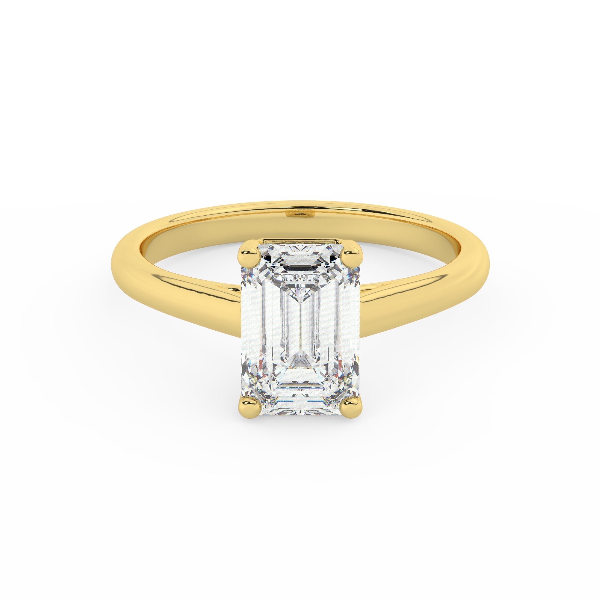 טבעת אירוסין סוליטר דגם 50029 זהב צהוב 14 קראט במרכז זירקוניה במשקל כולל של 4 קראט בחיתוך אמרלד עם תעודה גמולוגית – תמונה 2