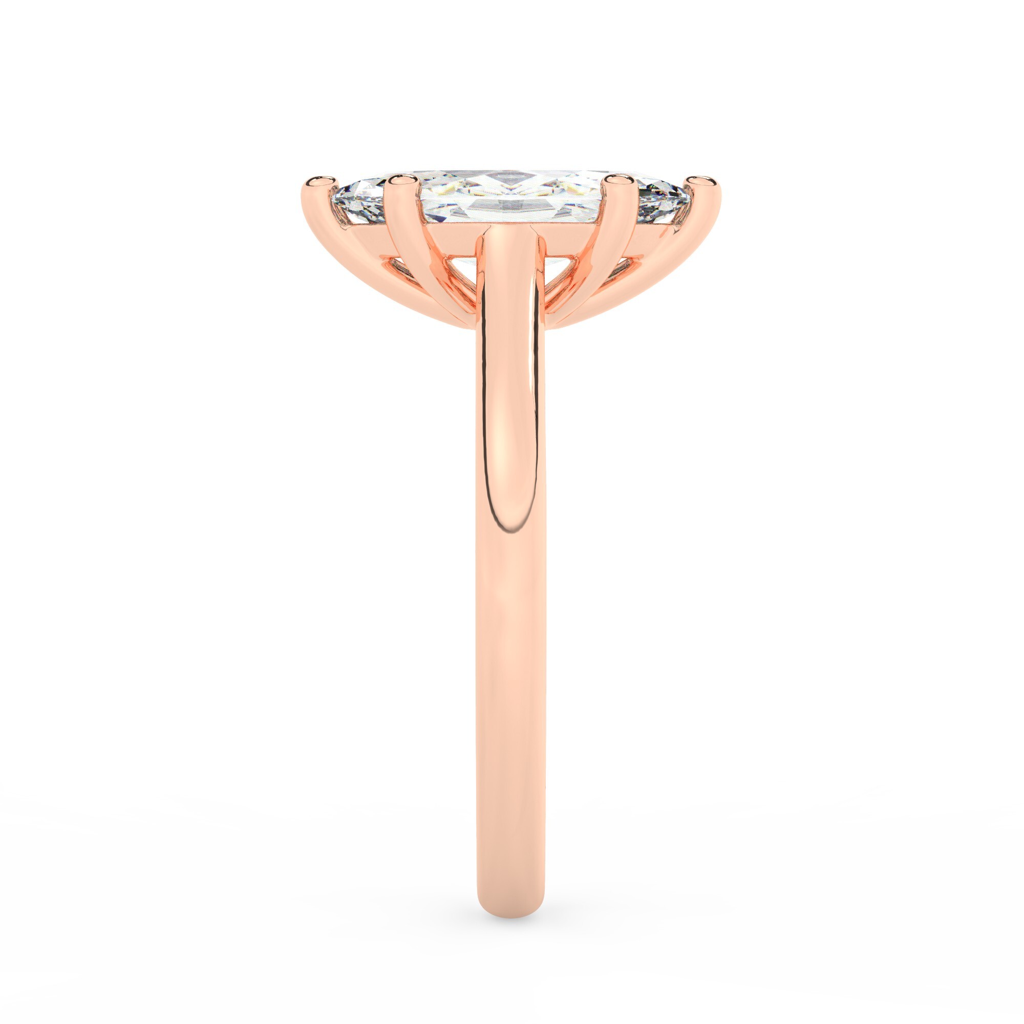 טבעת אירוסין סוליטר דגם 50029 כסף מצופה זהב אדום רוזגולד במרכז זירקוניה במשקל כולל של 5 קראט בחיתוך מרקיזה עם תעודה גמולוגית – תמונה 4