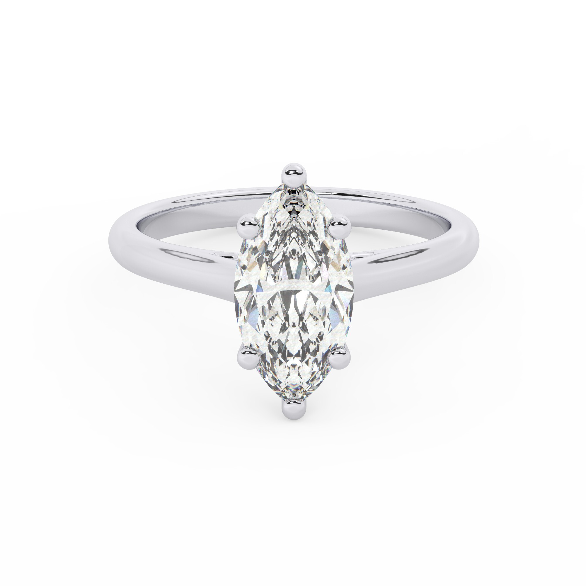 טבעת אירוסין סוליטר דגם 50029 זהב לבן 14 קראט במרכז זירקוניה במשקל כולל של 5 קראט בחיתוך מרקיזה עם תעודה גמולוגית – תמונה 2