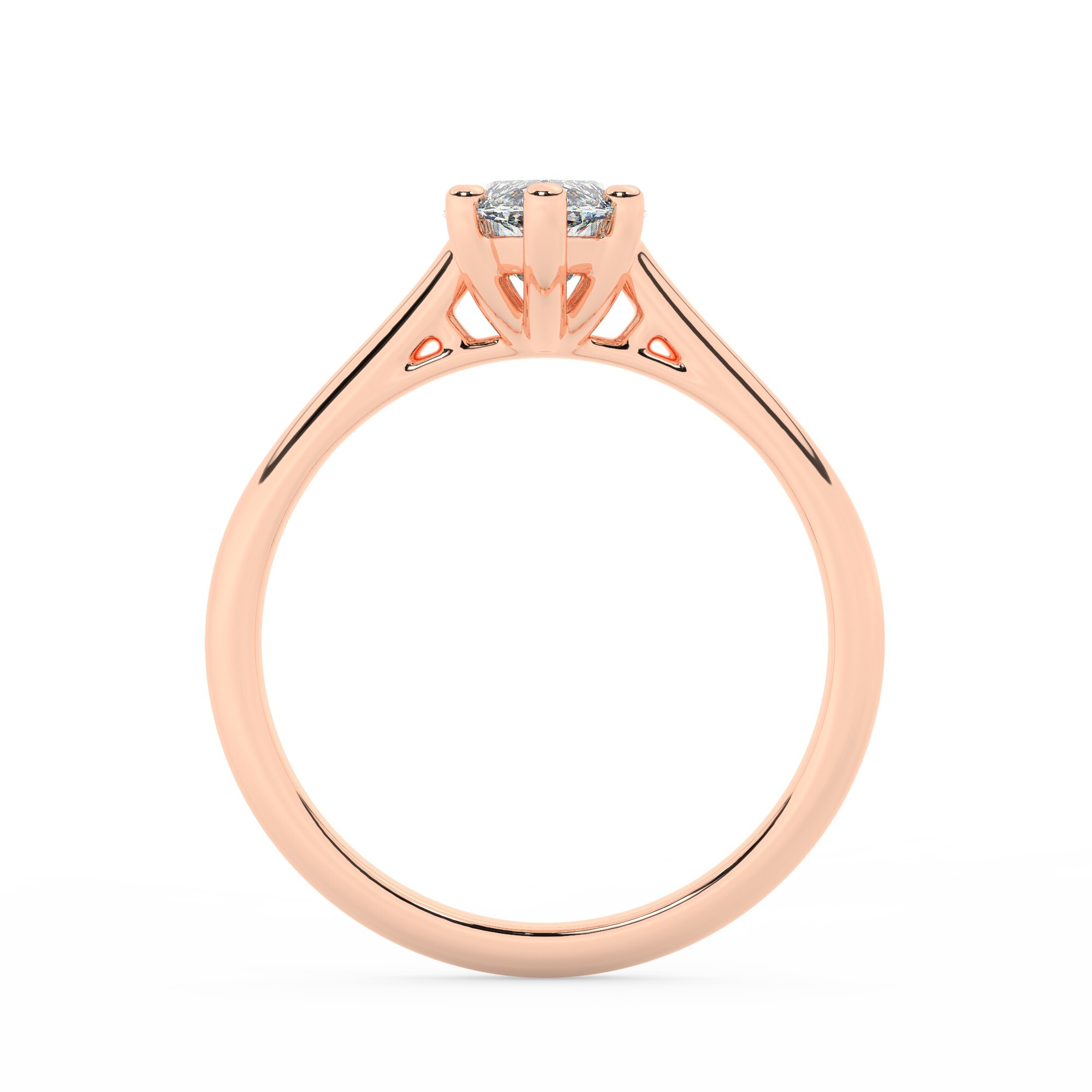 טבעת אירוסין סוליטר דגם 50029 כסף מצופה זהב אדום רוזגולד במרכז זירקוניה במשקל כולל של 0.75 קראט בחיתוך מרקיזה עם תעודה גמולוגית – תמונה 3