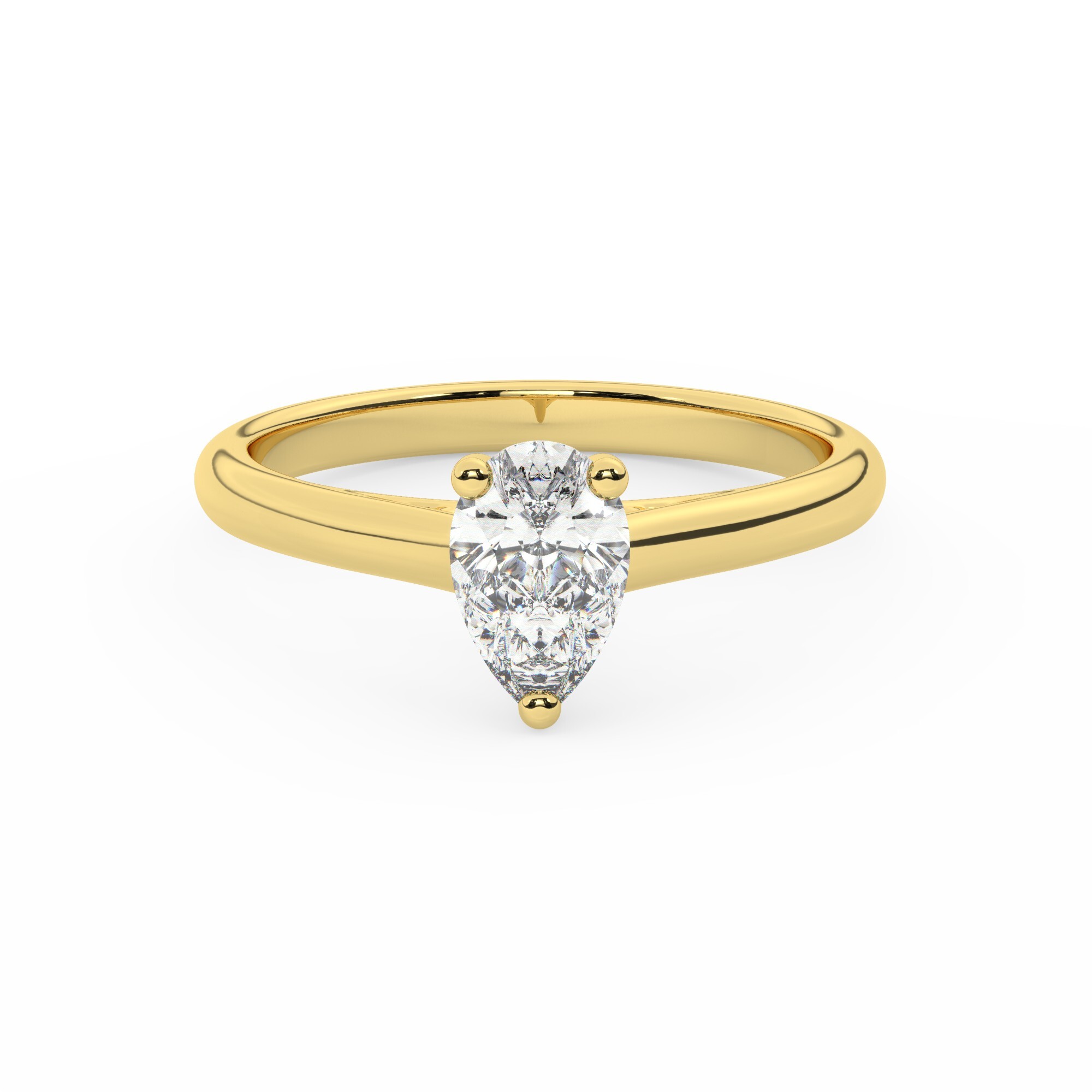 טבעת אירוסין סוליטר דגם 50029 זהב צהוב 14 קראט במרכז זירקוניה במשקל כולל של 1 קראט בחיתוך טיפה עם תעודה גמולוגית – תמונה 2