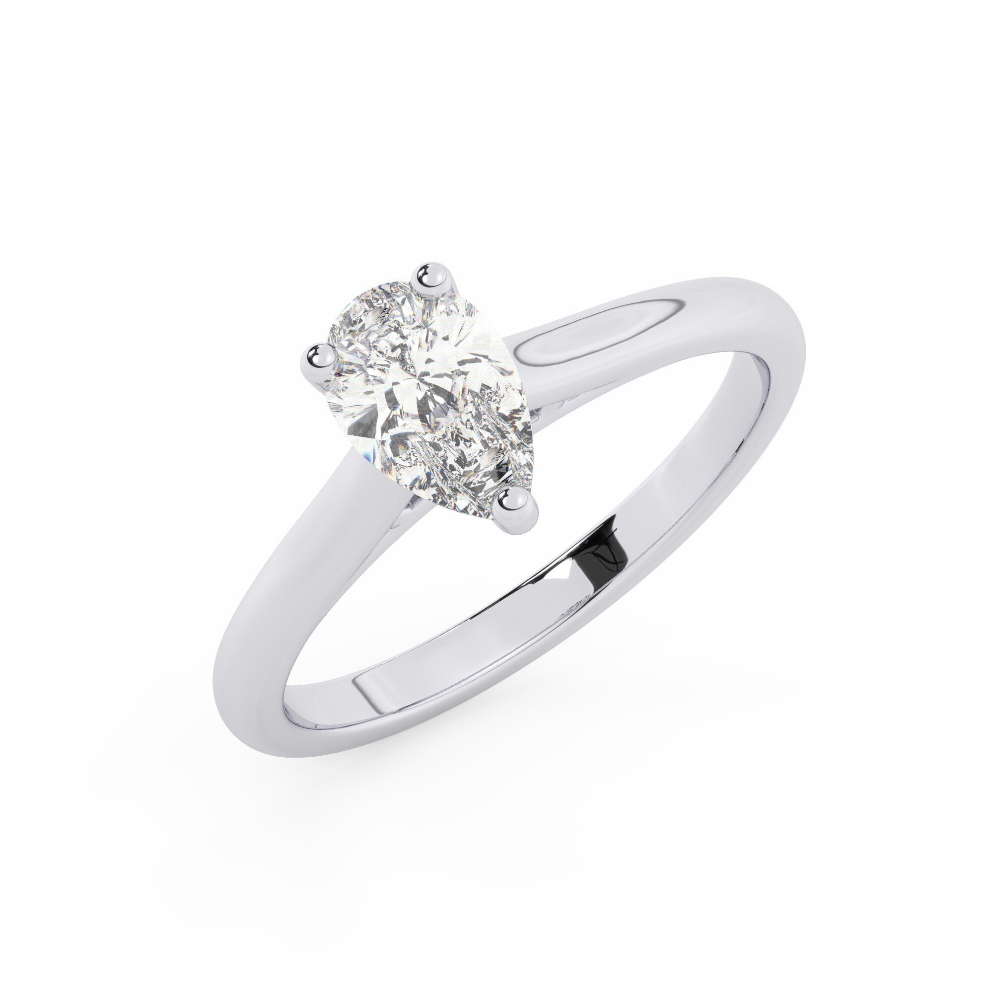 טבעת אירוסין סוליטר דגם 50029 זהב לבן 14 קראט במרכז זירקוניה במשקל כולל של 5 קראט בחיתוך טיפה עם תעודה גמולוגית