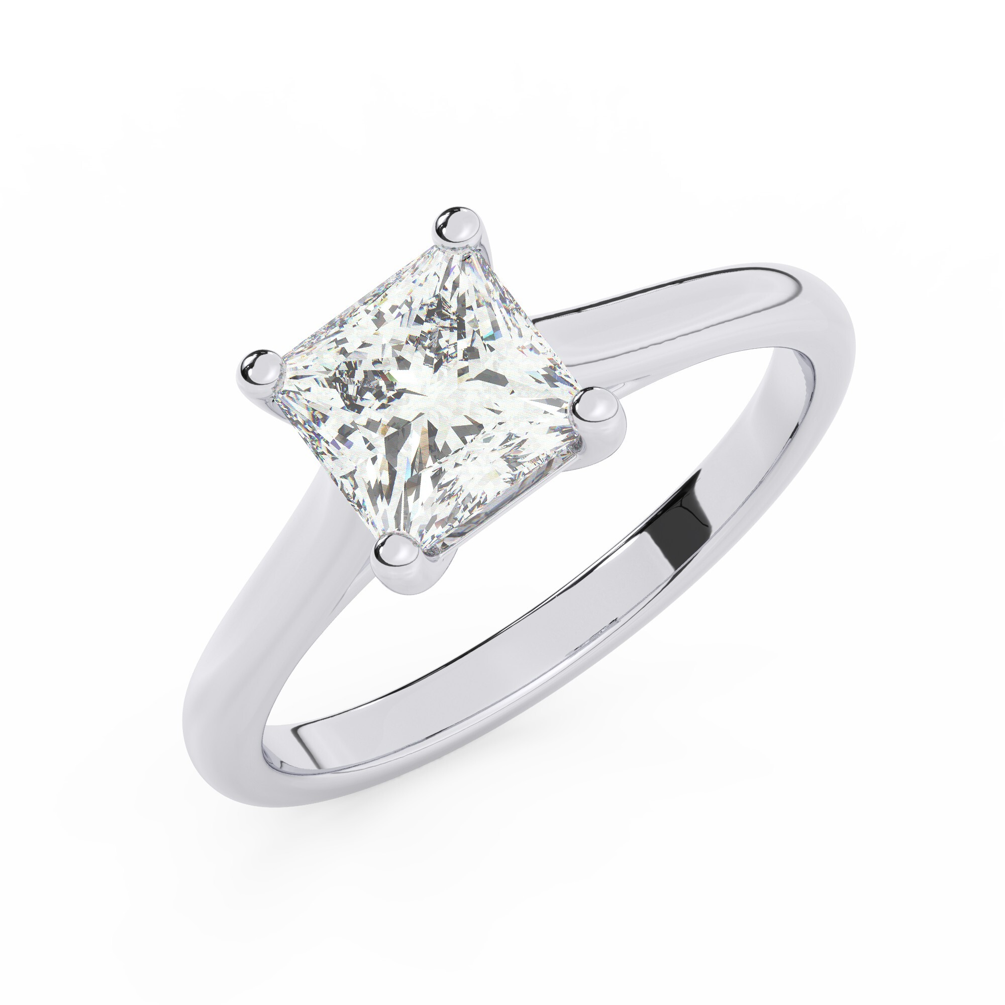 טבעת אירוסין סוליטר דגם 50029 זהב לבן 14 קראט במרכז זירקוניה במשקל כולל של 3 קראט בחיתוך פרינסס עם תעודה גמולוגית