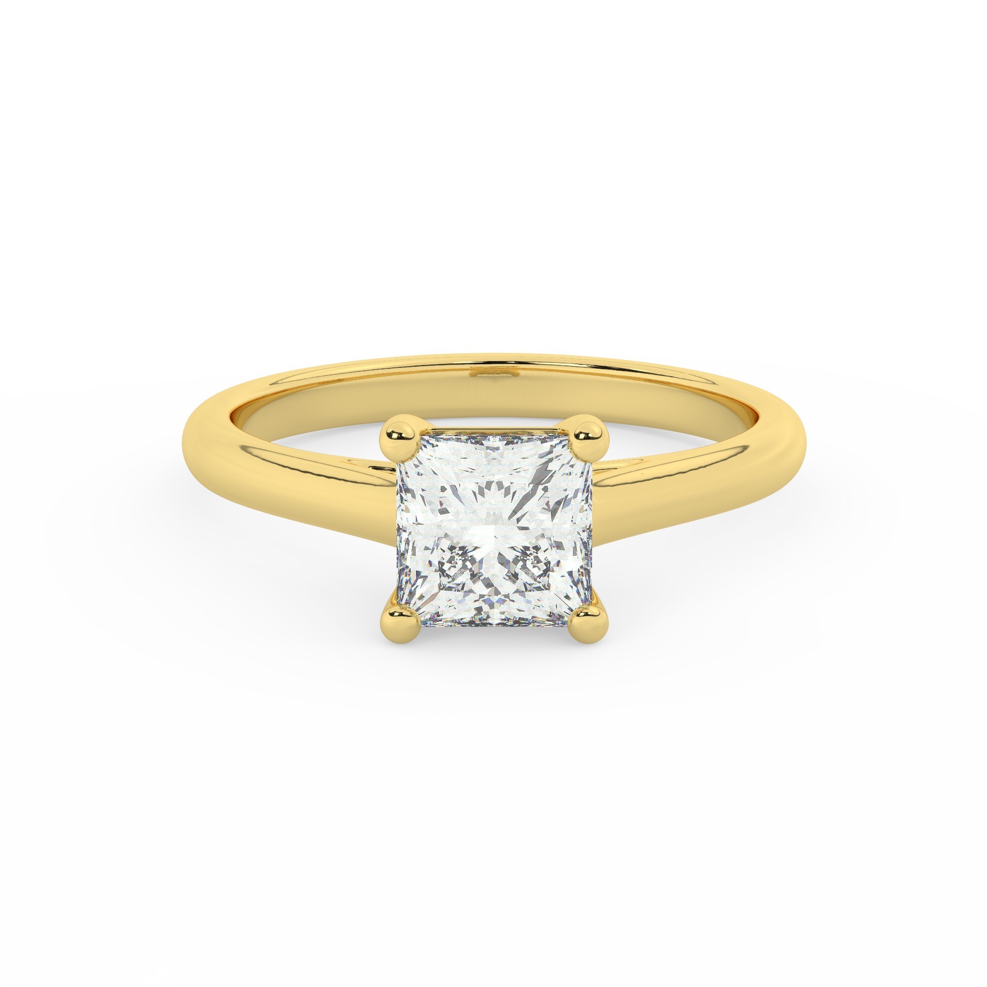 טבעת אירוסין סוליטר דגם 50029 זהב צהוב 14 קראט במרכז זירקוניה במשקל כולל של 4 קראט בחיתוך פרינסס עם תעודה גמולוגית – תמונה 2