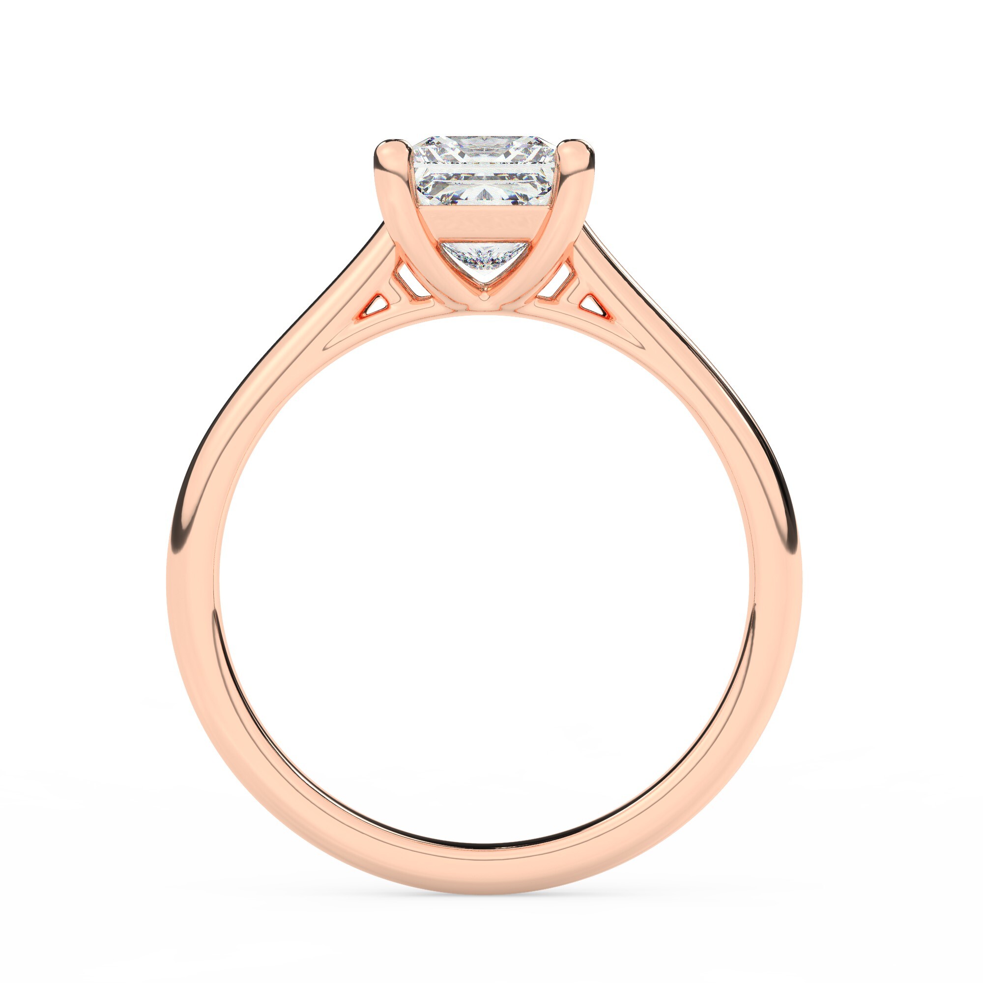 טבעת אירוסין סוליטר דגם 50029 זהב אדום רוזגולד 14 קראט במרכז זירקוניה במשקל כולל של 5 קראט בחיתוך פרינסס עם תעודה גמולוגית – תמונה 3