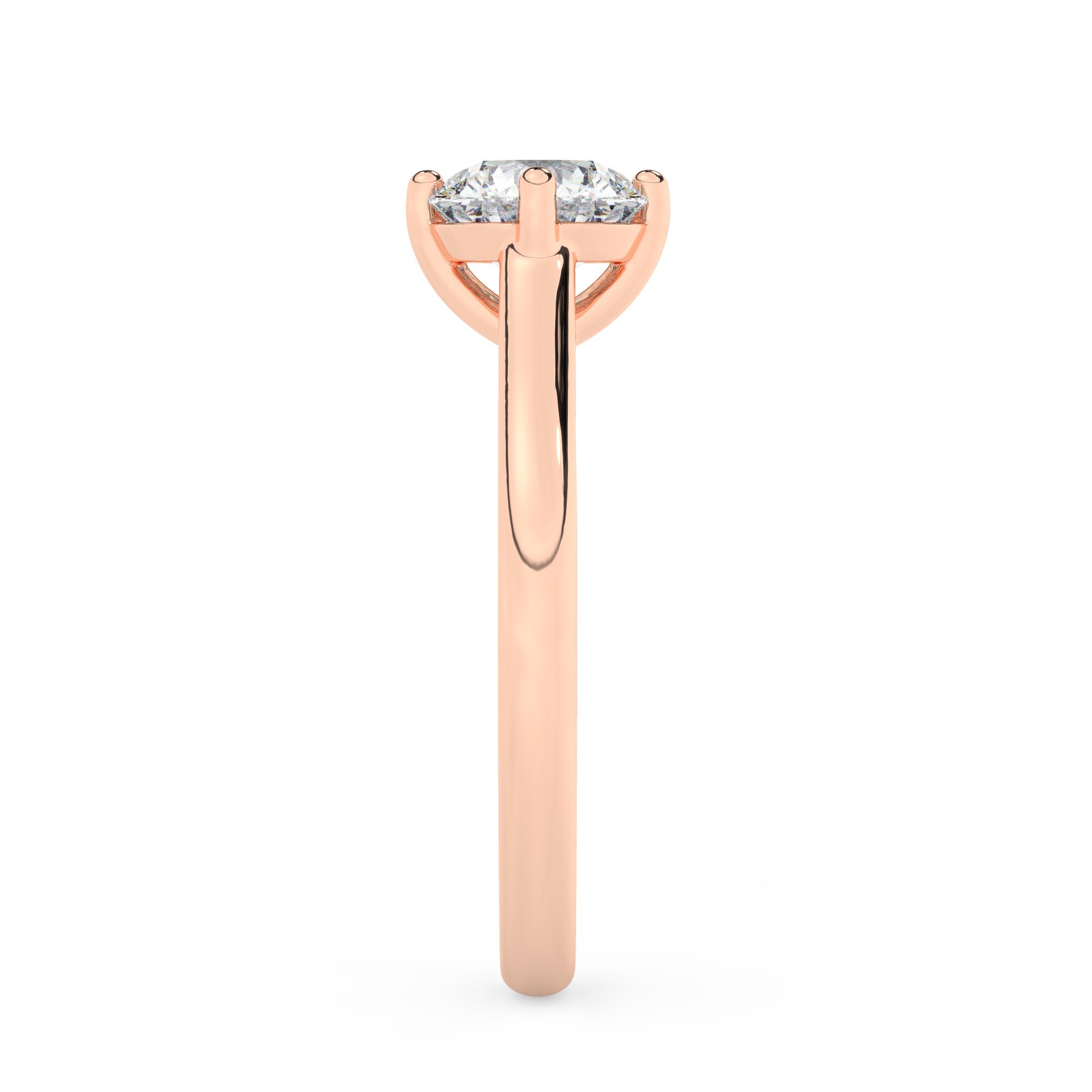 טבעת אירוסין סוליטר דגם 50029 כסף מצופה זהב אדום רוזגולד במרכז יהלום מעבדה במשקל כולל של 1.50 קראט בחיתוך עגול עם תעודה גמולוגית אירופאית IGI – תמונה 4