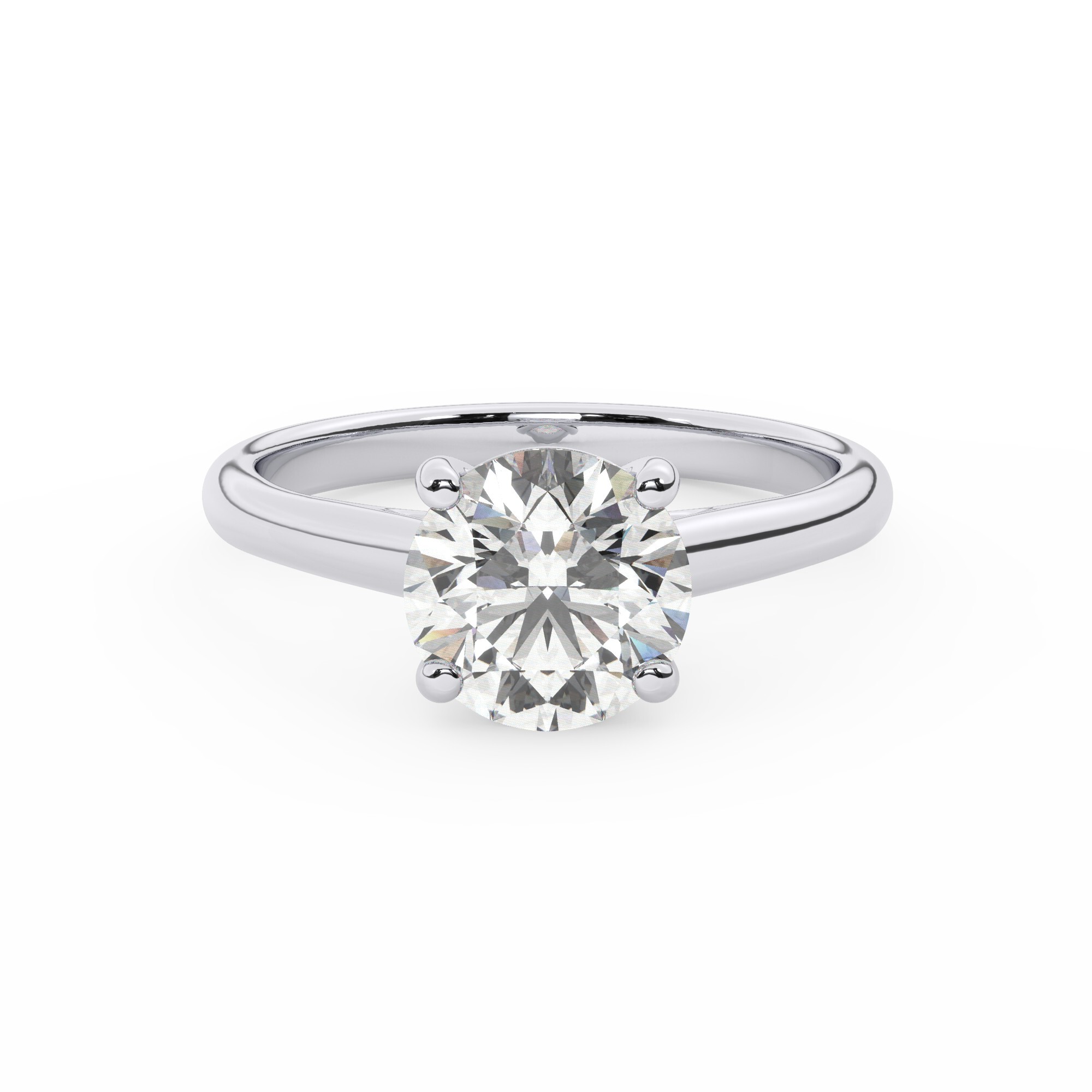 טבעת אירוסין סוליטר דגם 50029 כסף מצופה זהב לבן במרכז יהלום מעבדה במשקל כולל של 2.50 קראט בחיתוך עגול עם תעודה גמולוגית אירופאית IGI – תמונה 2