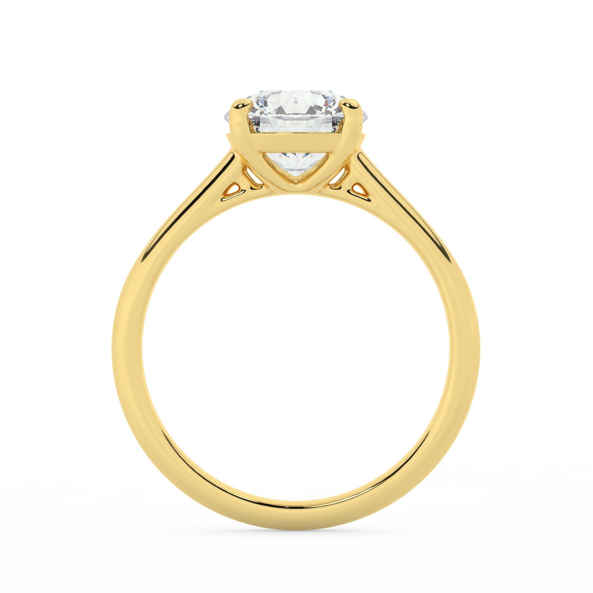 טבעת אירוסין סוליטר דגם 50029 כסף מצופה זהב צהוב במרכז יהלום מעבדה במשקל כולל של 2.50 קראט בחיתוך עגול עם תעודה גמולוגית אירופאית IGI – תמונה 3