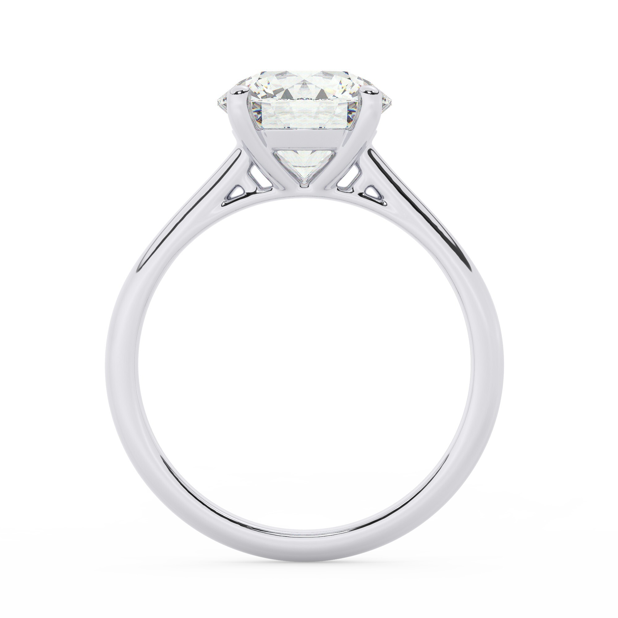 טבעת אירוסין סוליטר דגם 50029 כסף מצופה זהב לבן במרכז אבן מעבדה מוסונייט במשקל כולל של 4 קראט בחיתוך עגול עם תעודה גמולוגית בינלאומית GRA – תמונה 3