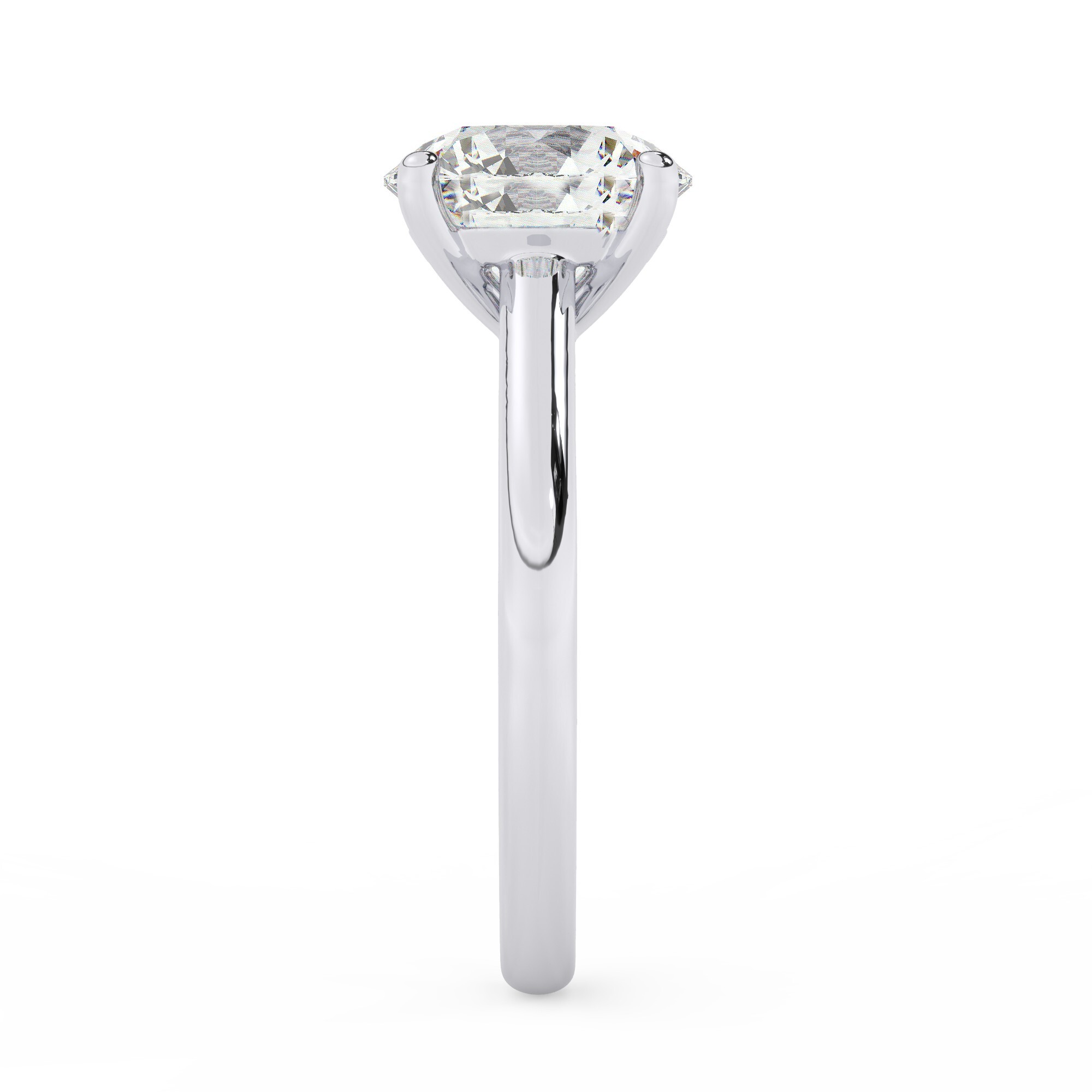 טבעת אירוסין סוליטר דגם 50029 כסף מצופה זהב לבן במרכז אבן מעבדה מוסונייט במשקל כולל של 4 קראט בחיתוך עגול עם תעודה גמולוגית בינלאומית GRA – תמונה 4