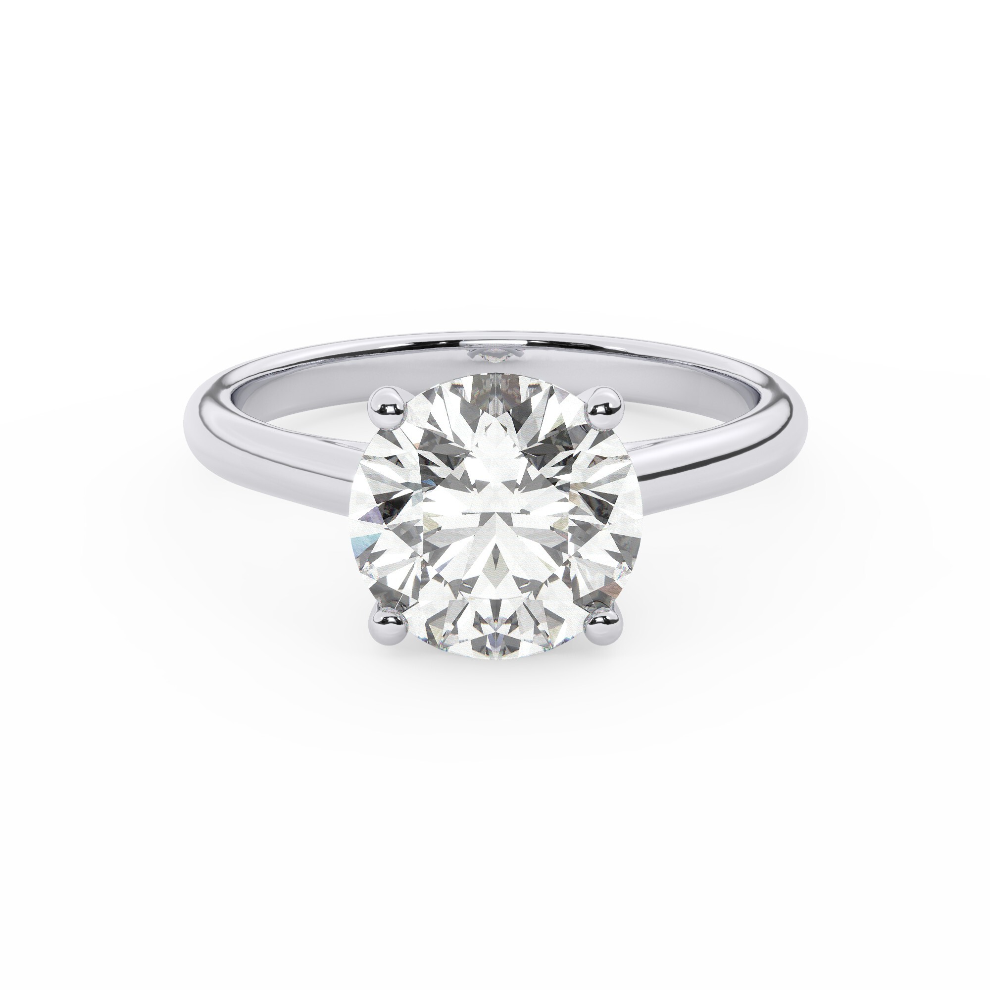 טבעת אירוסין סוליטר דגם 50029 כסף מצופה זהב לבן במרכז אבן מעבדה מוסונייט במשקל כולל של 4 קראט בחיתוך עגול עם תעודה גמולוגית בינלאומית GRA – תמונה 2