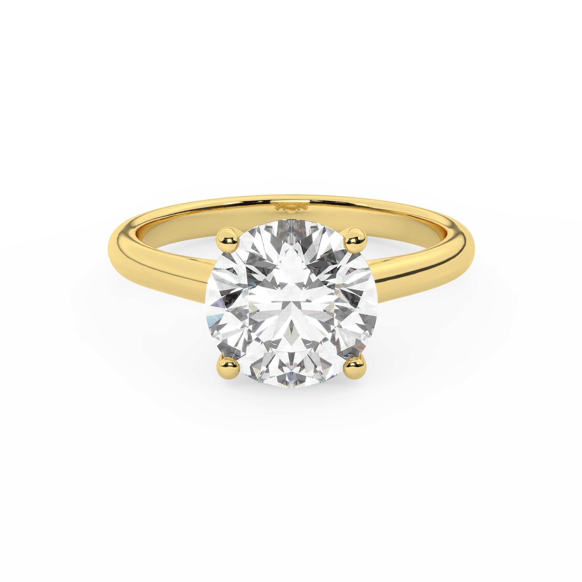 טבעת אירוסין סוליטר דגם 50029 כסף מצופה זהב צהוב במרכז אבן מעבדה מוסונייט במשקל כולל של 4 קראט בחיתוך עגול עם תעודה גמולוגית בינלאומית GRA – תמונה 2