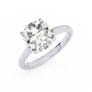 טבעת אירוסין סוליטר דגם 50029 כסף מצופה זהב לבן במרכז אבן מעבדה מוסונייט במשקל כולל של 5 קראט בחיתוך עגול עם תעודה גמולוגית בינלאומית GRA