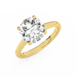 טבעת אירוסין סוליטר דגם 50029 כסף מצופה זהב צהוב במרכז אבן מעבדה מוסונייט במשקל כולל של 5 קראט בחיתוך עגול עם תעודה גמולוגית בינלאומית GRA