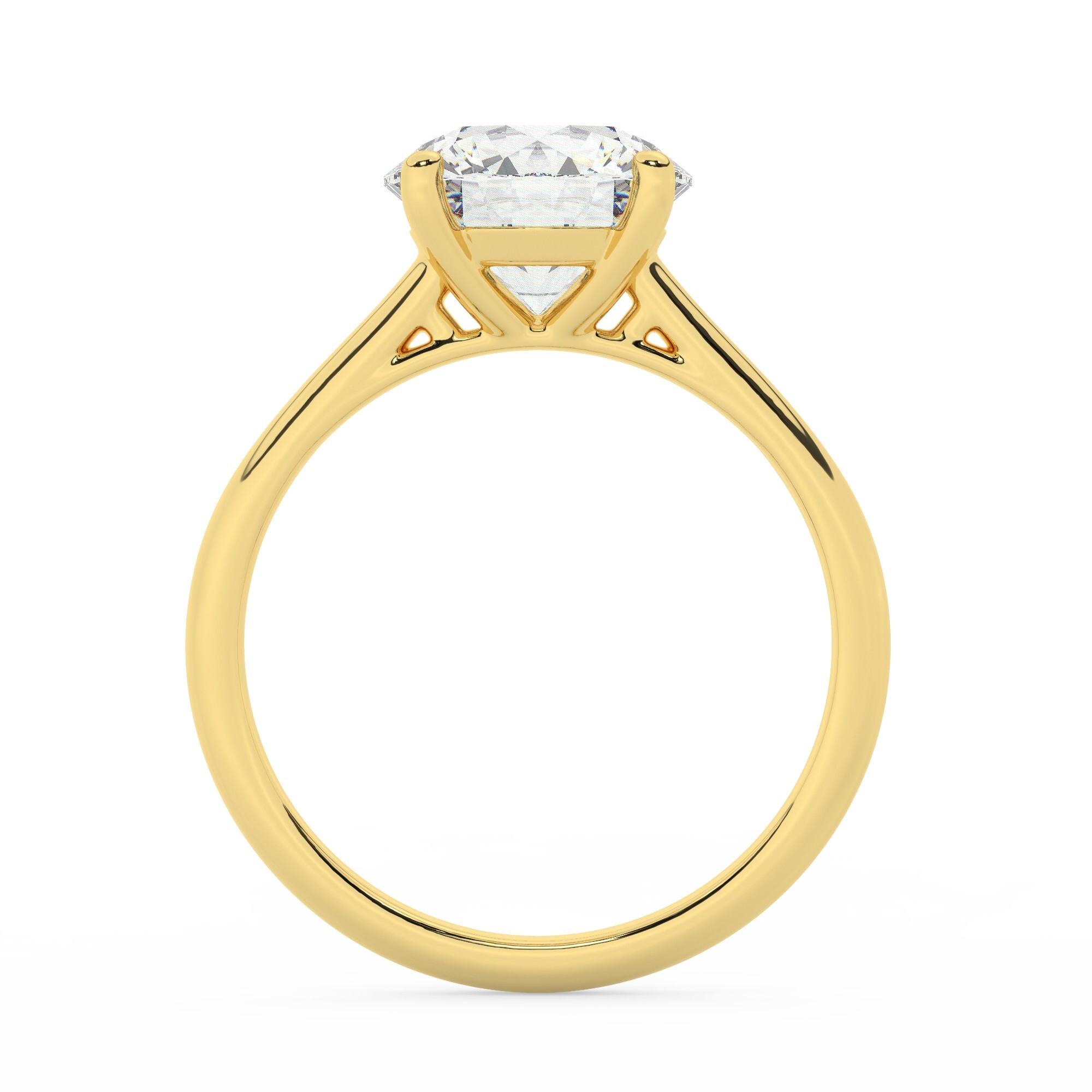 טבעת אירוסין סוליטר דגם 50029 כסף מצופה זהב צהוב במרכז אבן מעבדה מוסונייט במשקל כולל של 5 קראט בחיתוך עגול עם תעודה גמולוגית בינלאומית GRA – תמונה 3