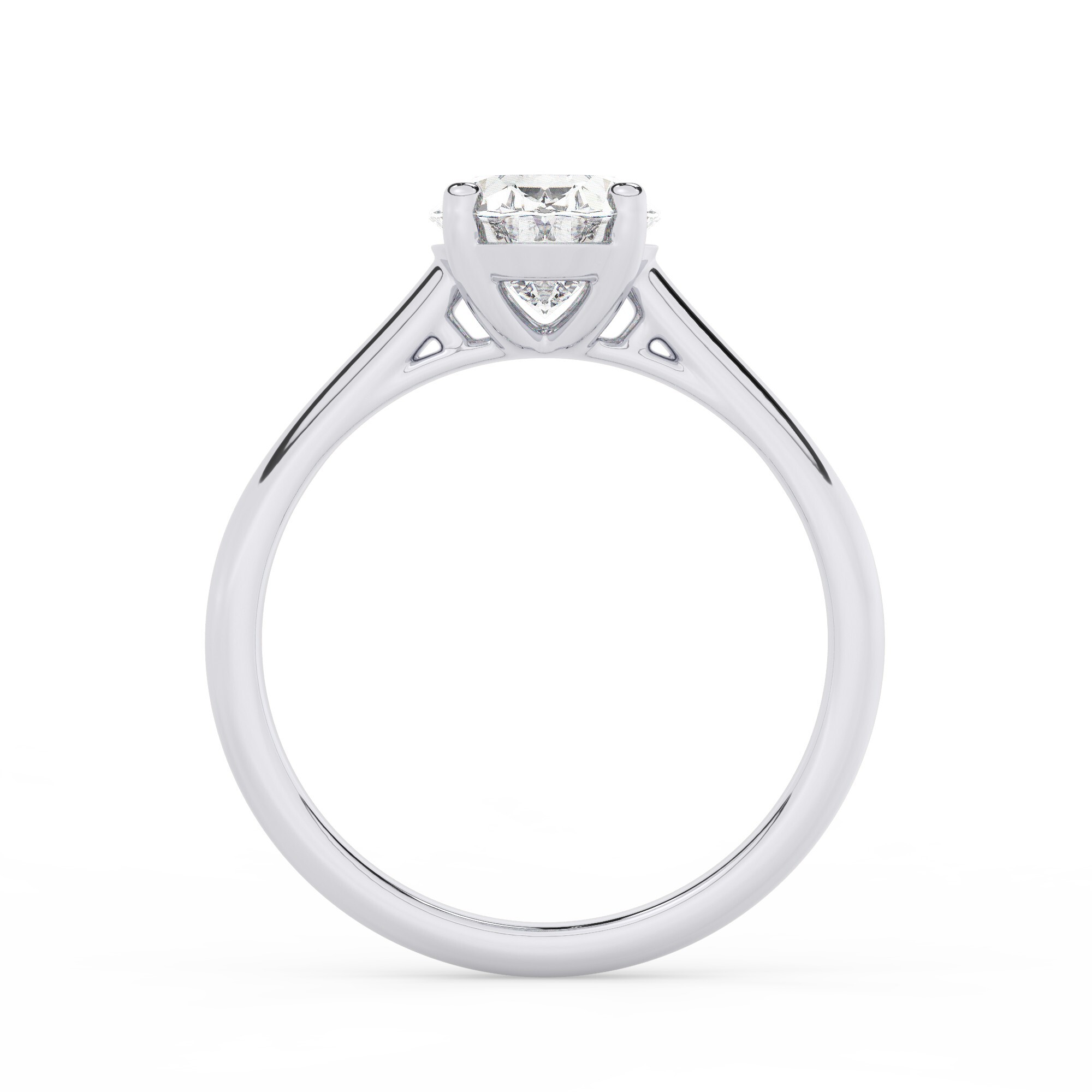 טבעת אירוסין סוליטר דגם 50029 כסף מצופה זהב לבן במרכז יהלום מעבדה במשקל כולל של 2 קראט בחיתוך אובל עם תעודה גמולוגית אירופאית IGI – תמונה 3