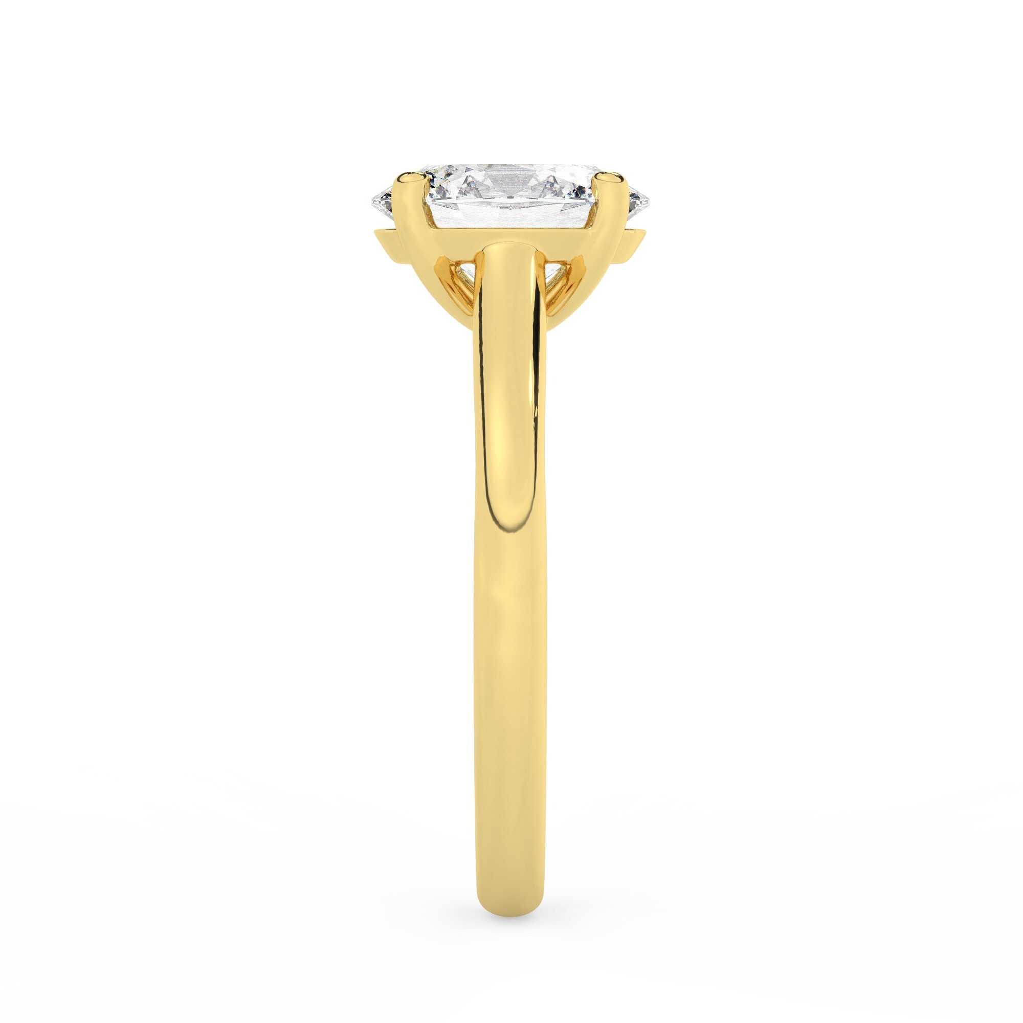 טבעת אירוסין סוליטר דגם 50029 כסף מצופה זהב צהוב במרכז יהלום מעבדה במשקל כולל של 2 קראט בחיתוך אובל עם תעודה גמולוגית אירופאית IGI – תמונה 4