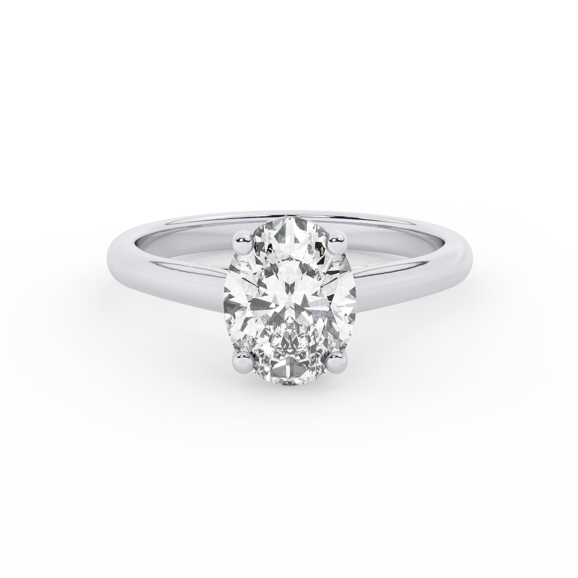 טבעת אירוסין סוליטר דגם 50029 כסף מצופה זהב לבן במרכז יהלום מעבדה במשקל כולל של 2.50 קראט בחיתוך אובל עם תעודה גמולוגית אירופאית IGI – תמונה 2