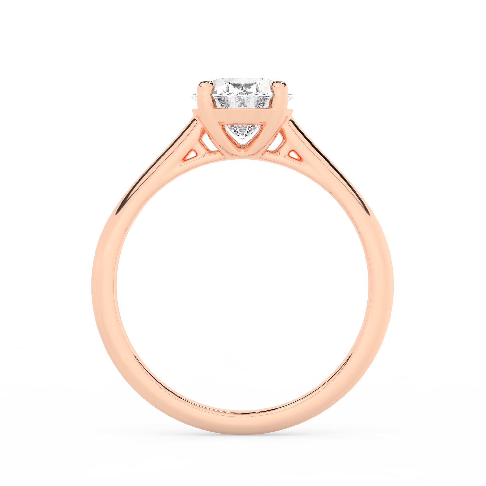 טבעת אירוסין סוליטר דגם 50029 כסף מצופה זהב אדום רוזגולד במרכז יהלום מעבדה במשקל כולל של 2.50 קראט בחיתוך אובל עם תעודה גמולוגית אירופאית IGI – תמונה 3