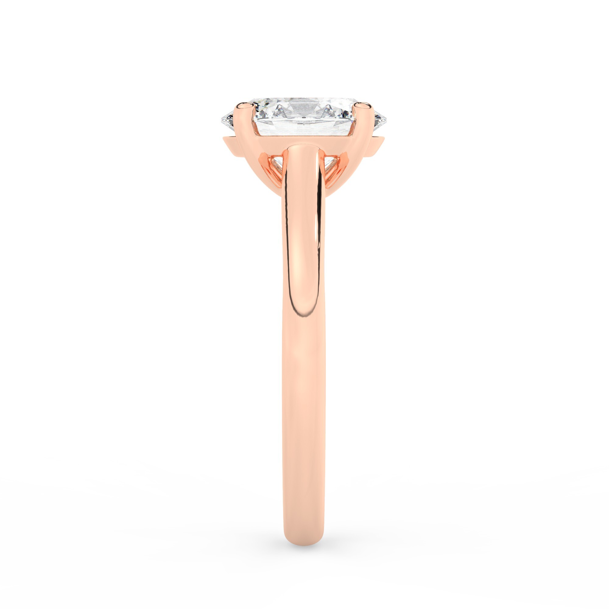 טבעת אירוסין סוליטר דגם 50029 כסף מצופה זהב אדום רוזגולד במרכז יהלום מעבדה במשקל כולל של 2.50 קראט בחיתוך אובל עם תעודה גמולוגית אירופאית IGI – תמונה 4