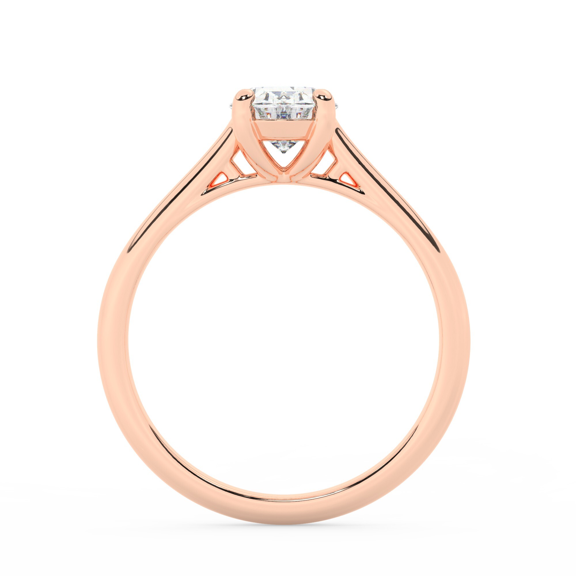 טבעת אירוסין סוליטר דגם 50029 כסף מצופה זהב אדום רוזגולד במרכז יהלום מעבדה במשקל כולל של 0.75 קראט בחיתוך אובל עם תעודה גמולוגית – תמונה 3