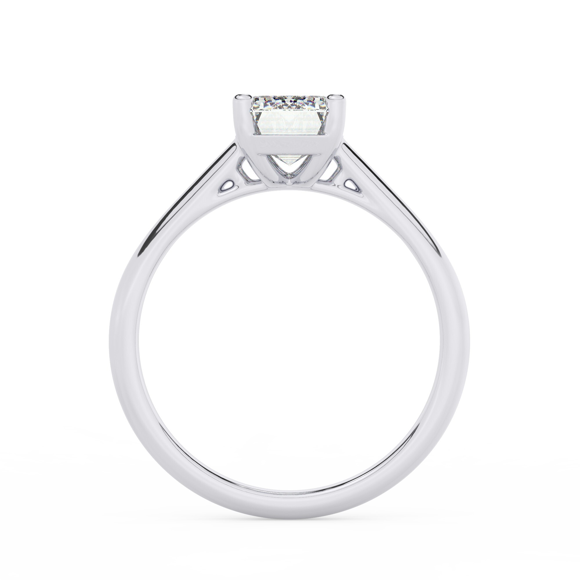 טבעת אירוסין סוליטר דגם 50029 כסף מצופה זהב לבן במרכז יהלום מעבדה במשקל כולל של 1.50 קראט בחיתוך אמרלד עם תעודה גמולוגית אירופאית IGI – תמונה 3