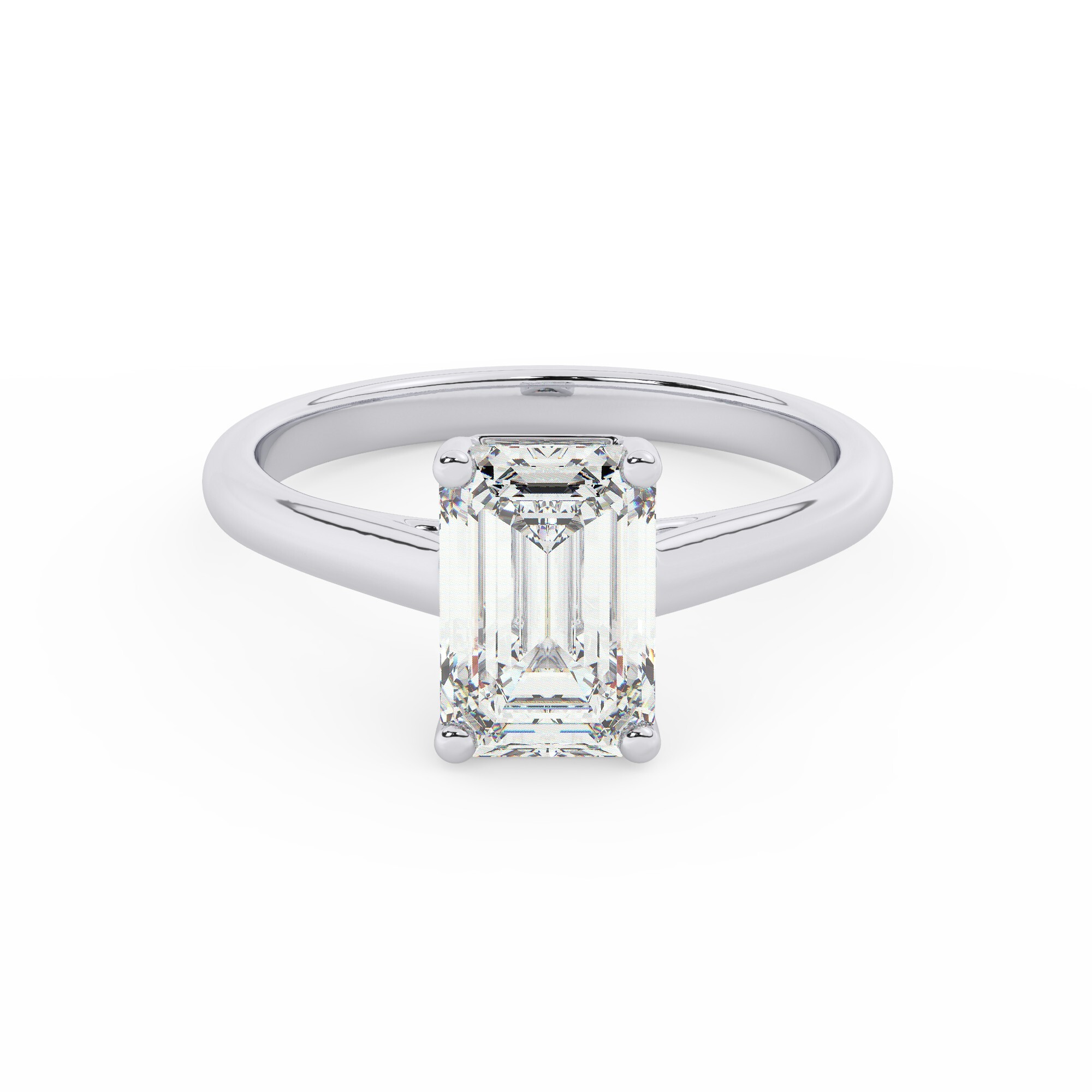 טבעת אירוסין סוליטר דגם 50029 כסף מצופה זהב לבן במרכז יהלום מעבדה במשקל כולל של 1.50 קראט בחיתוך אמרלד עם תעודה גמולוגית אירופאית IGI – תמונה 2