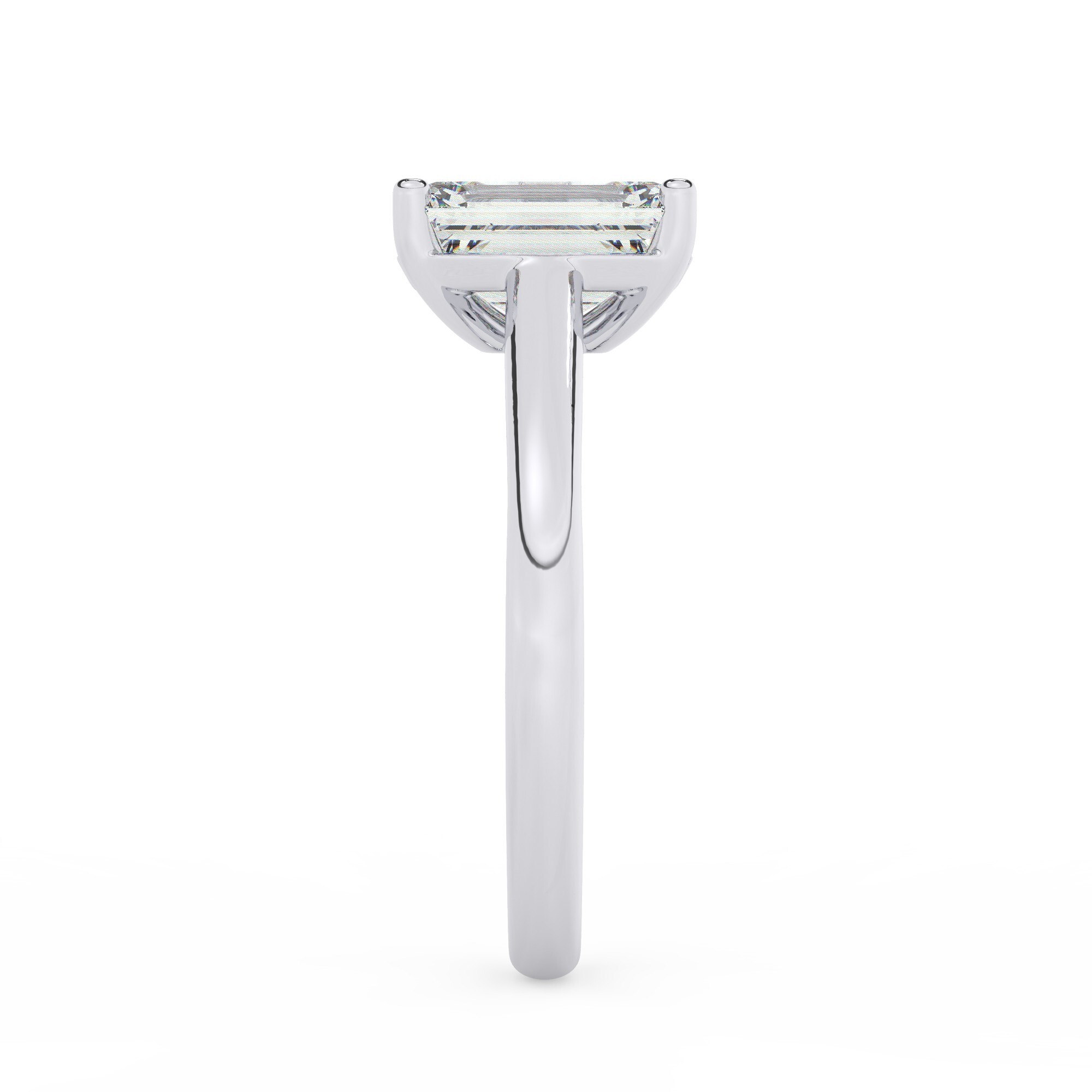 טבעת אירוסין סוליטר דגם 50029 כסף מצופה זהב לבן במרכז יהלום מעבדה במשקל כולל של 2.50 קראט בחיתוך אמרלד עם תעודה גמולוגית אירופאית IGI – תמונה 4