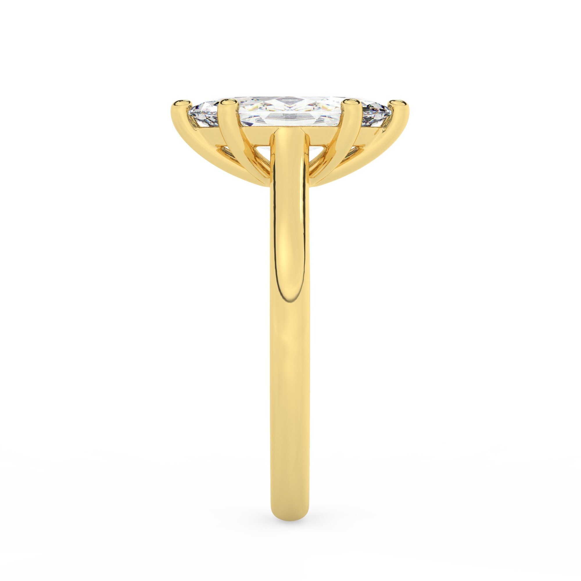 טבעת אירוסין סוליטר דגם 50029 כסף מצופה זהב צהוב במרכז יהלום מעבדה במשקל כולל של 2.50 קראט בחיתוך מרקיזה עם תעודה גמולוגית אירופאית IGI – תמונה 4