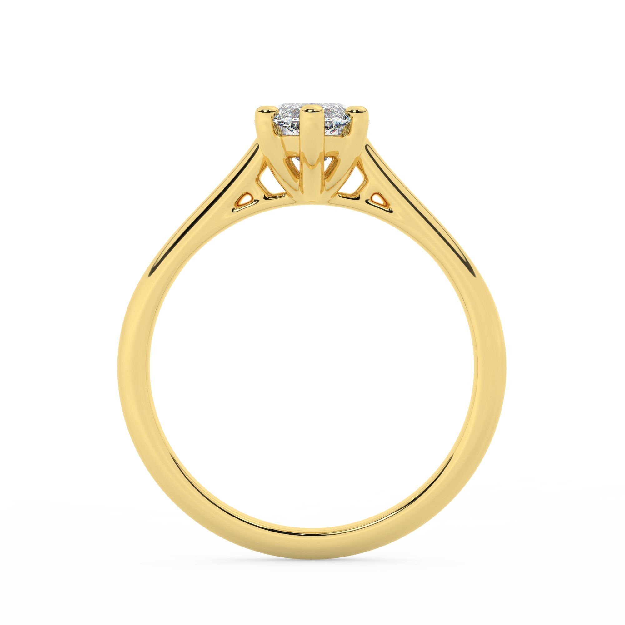 טבעת אירוסין סוליטר דגם 50029 כסף מצופה זהב צהוב במרכז אבן מעבדה מוסונייט במשקל כולל של 5 קראט בחיתוך מרקיזה עם תעודה גמולוגית בינלאומית GRA – תמונה 3