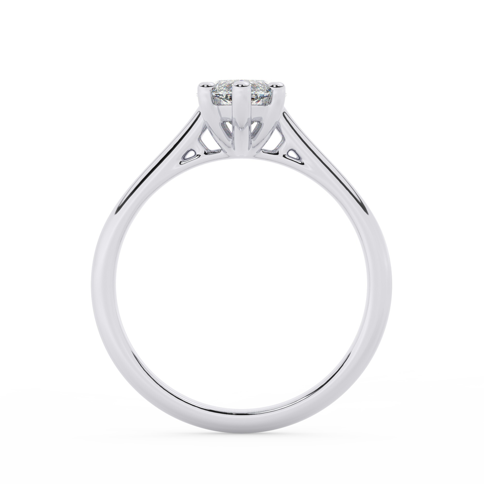 טבעת אירוסין סוליטר דגם 50029 כסף מצופה זהב לבן במרכז יהלום מעבדה במשקל כולל של 0.75 קראט בחיתוך מרקיזה עם תעודה גמולוגית – תמונה 3