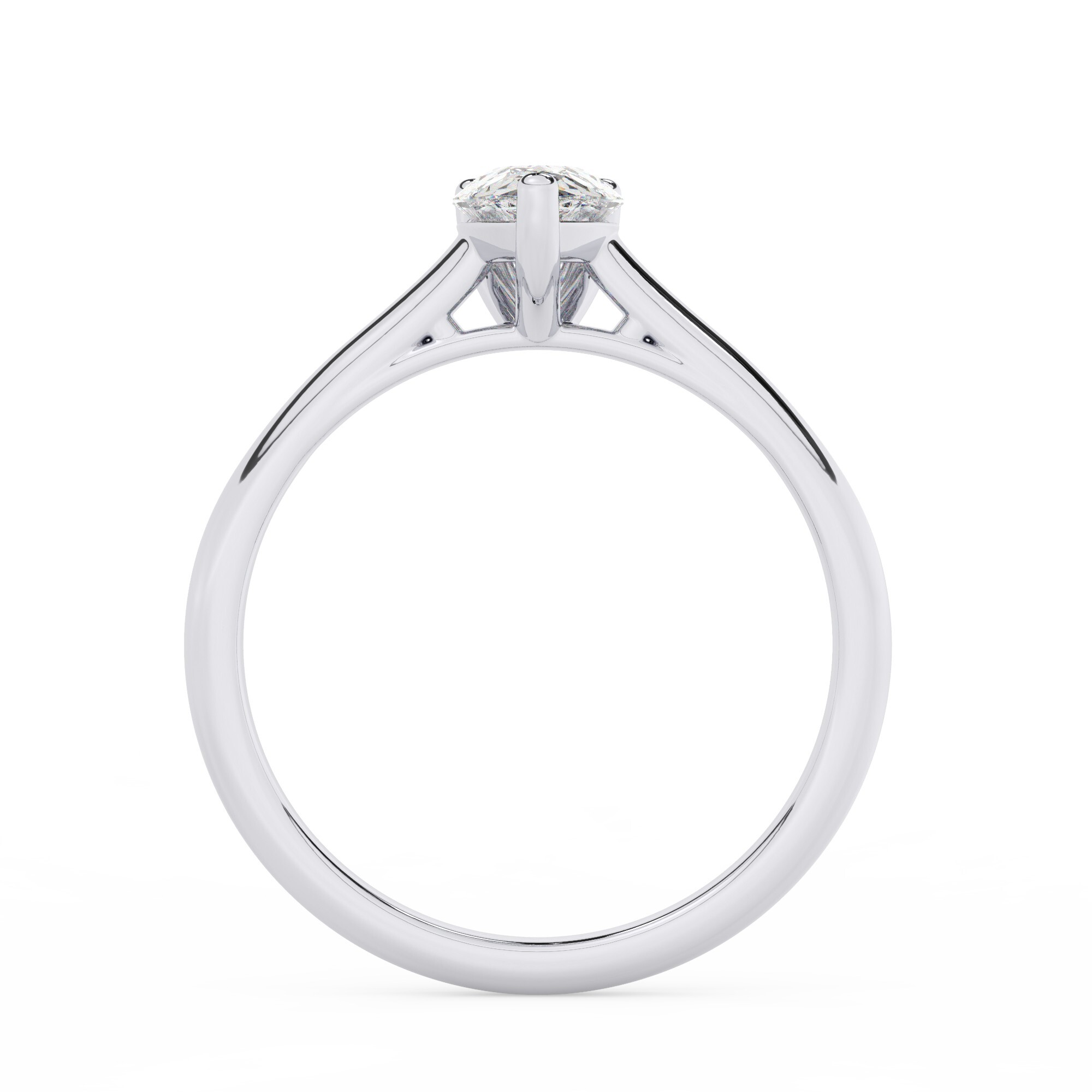 טבעת אירוסין סוליטר דגם 50029 כסף מצופה זהב לבן במרכז יהלום מעבדה במשקל כולל של 2 קראט בחיתוך טיפה עם תעודה גמולוגית אירופאית IGI – תמונה 3