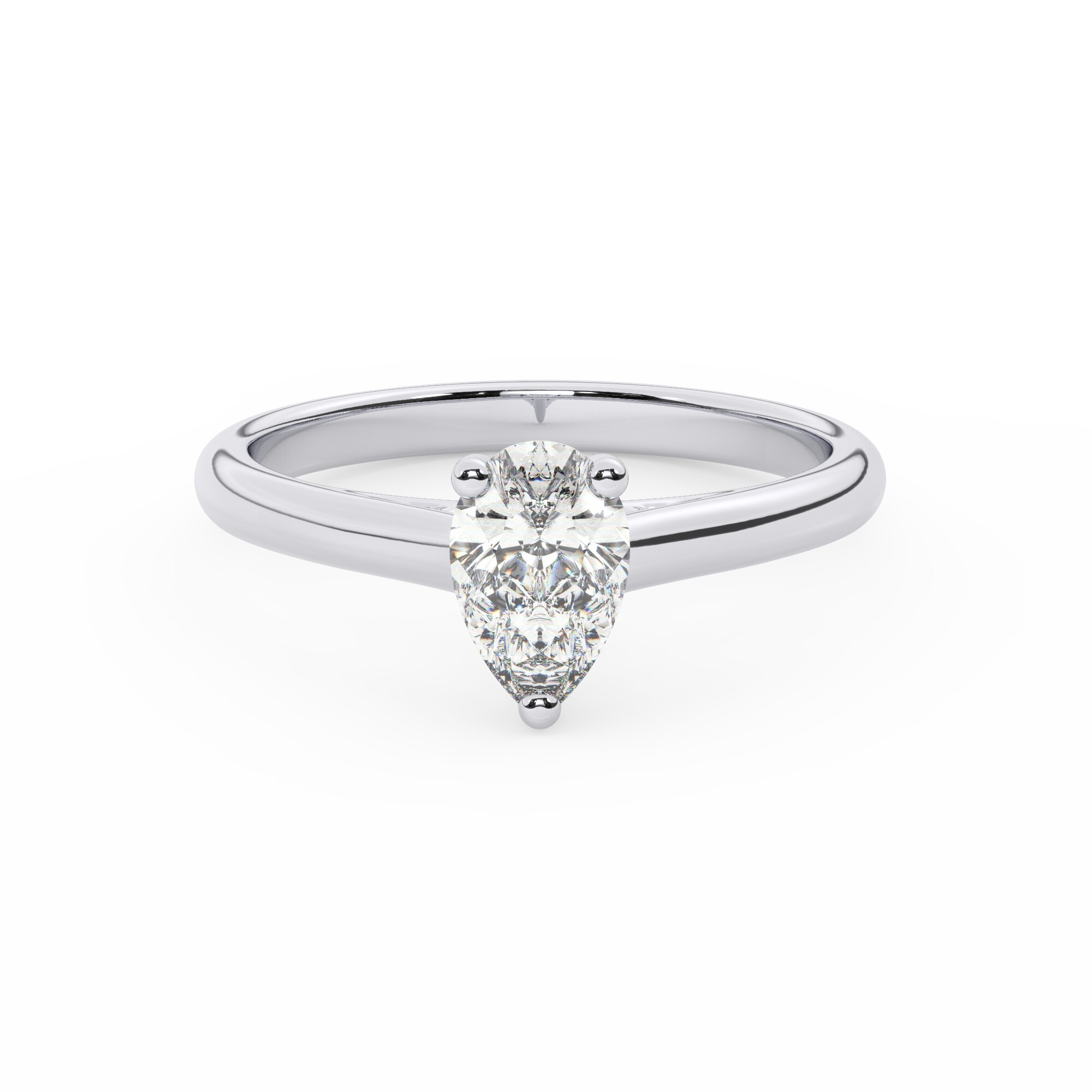 טבעת אירוסין סוליטר דגם 50029 כסף מצופה זהב לבן במרכז יהלום מעבדה במשקל כולל של 2 קראט בחיתוך טיפה עם תעודה גמולוגית אירופאית IGI – תמונה 2