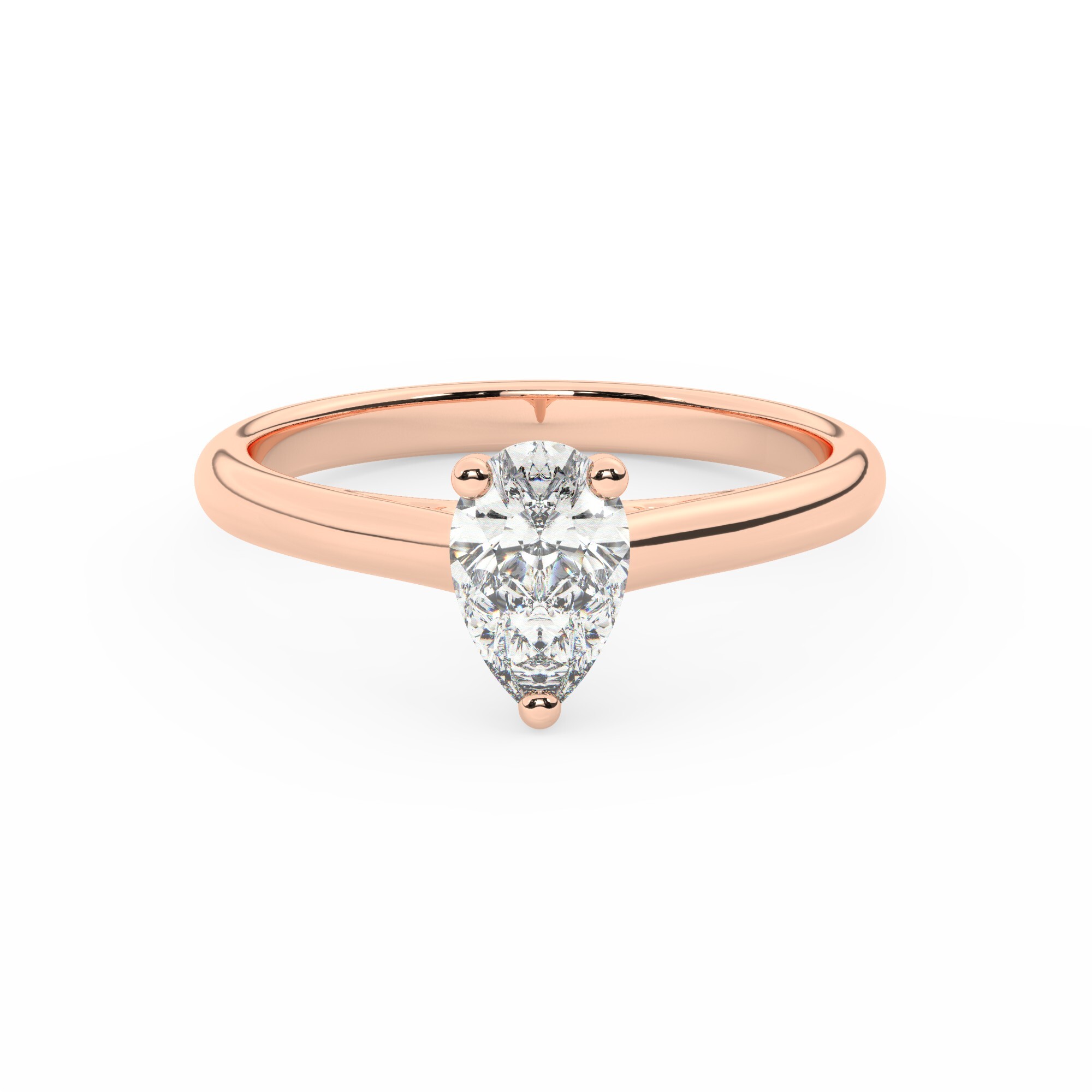 טבעת אירוסין סוליטר דגם 50029 כסף מצופה זהב אדום רוזגולד במרכז יהלום מעבדה במשקל כולל של 2.50 קראט בחיתוך טיפה עם תעודה גמולוגית אירופאית IGI – תמונה 2