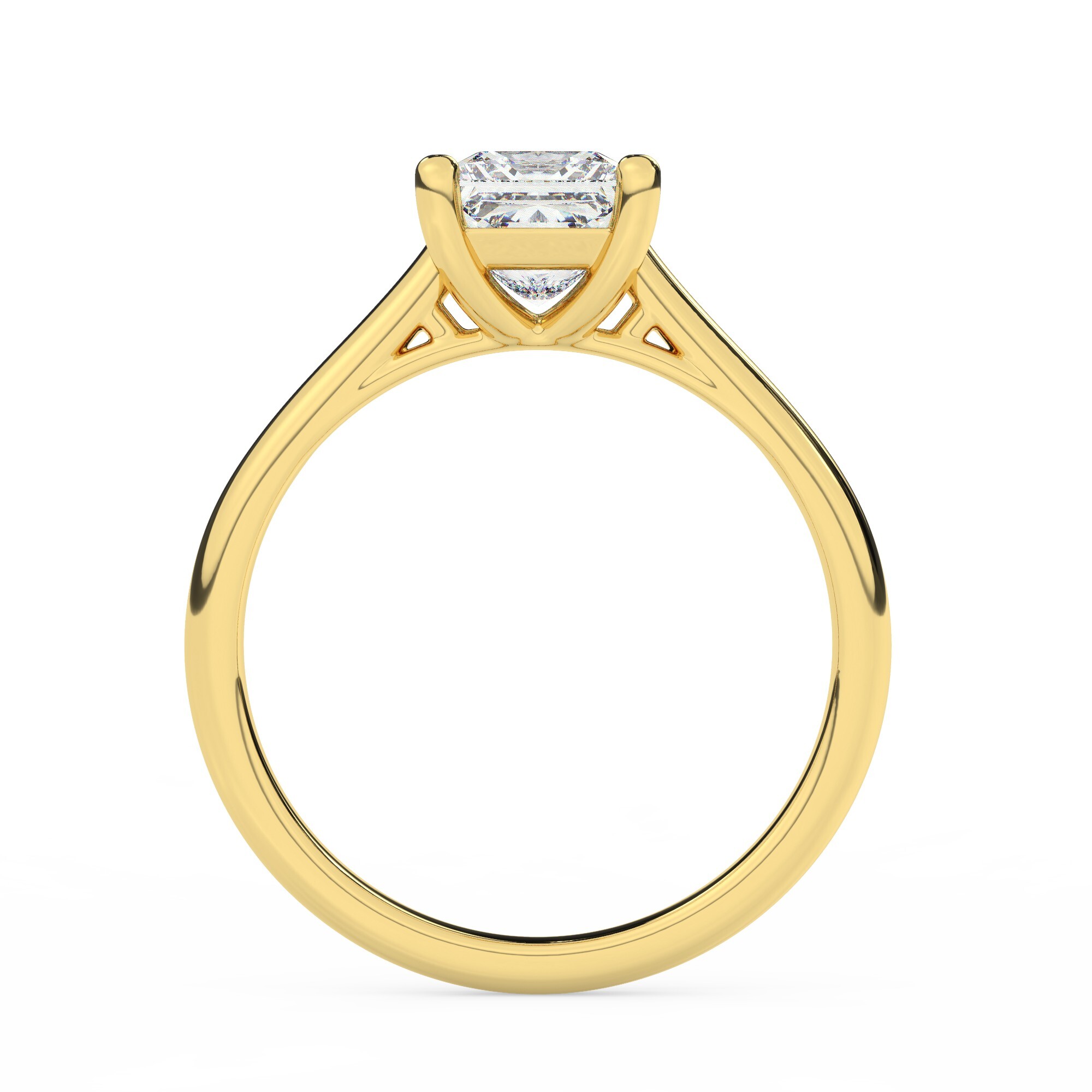 טבעת אירוסין סוליטר דגם 50029 כסף מצופה זהב צהוב במרכז יהלום מעבדה במשקל כולל של 2.50 קראט בחיתוך פרינסס עם תעודה גמולוגית אירופאית IGI – תמונה 3