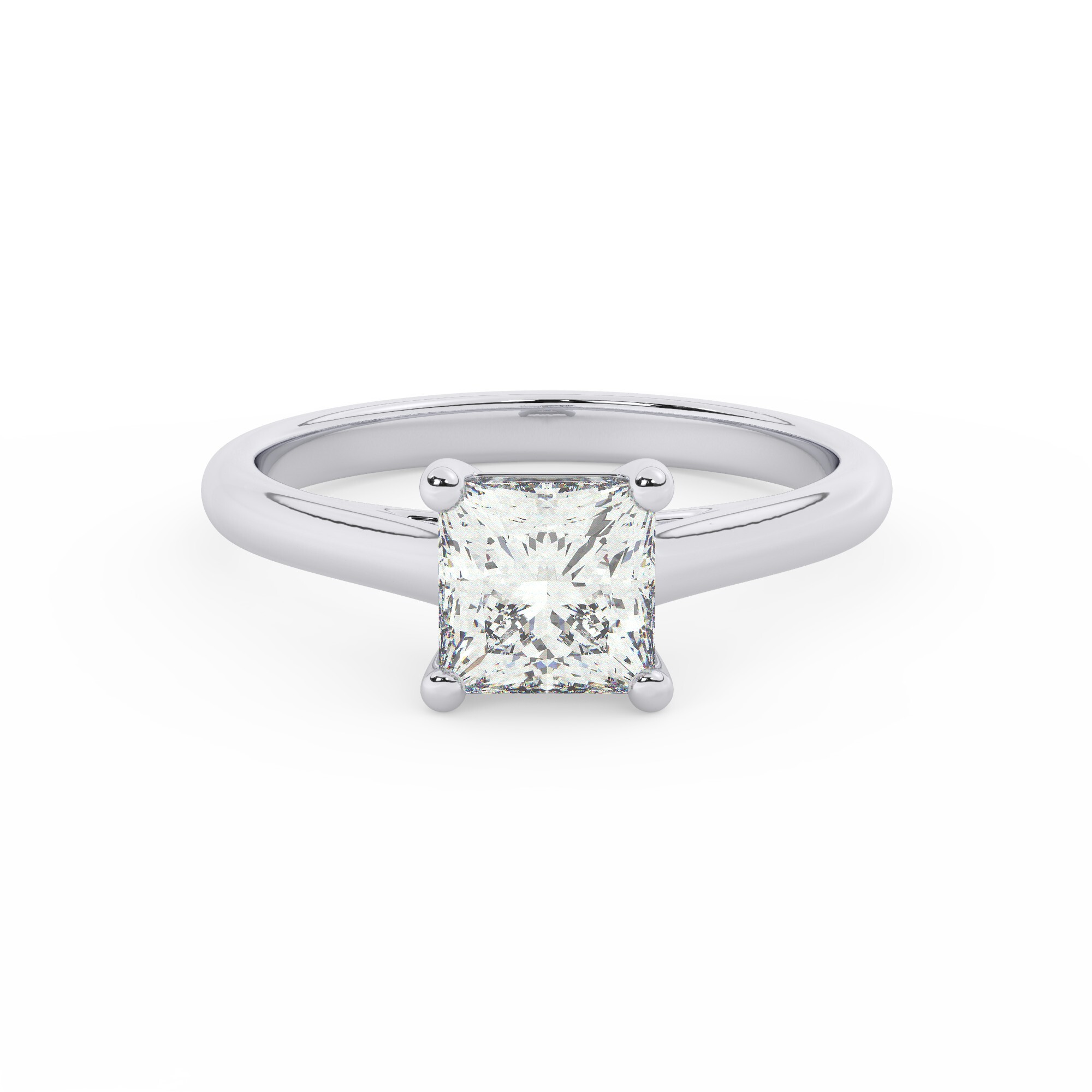 טבעת אירוסין סוליטר דגם 50029 כסף מצופה זהב לבן במרכז אבן מעבדה מוסונייט במשקל כולל של 4 קראט בחיתוך פרינסס עם תעודה גמולוגית בינלאומית GRA – תמונה 2