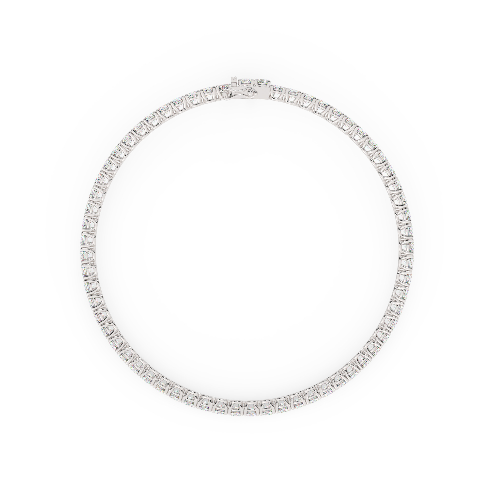 צמיד טניס ארבע שיניים קולקציה 1 זהב לבן 14 קראט משובץ יהלומי מעבדה במשקל כולל של 4.70 קראט עם תעודה גמולוגית – תמונה 4