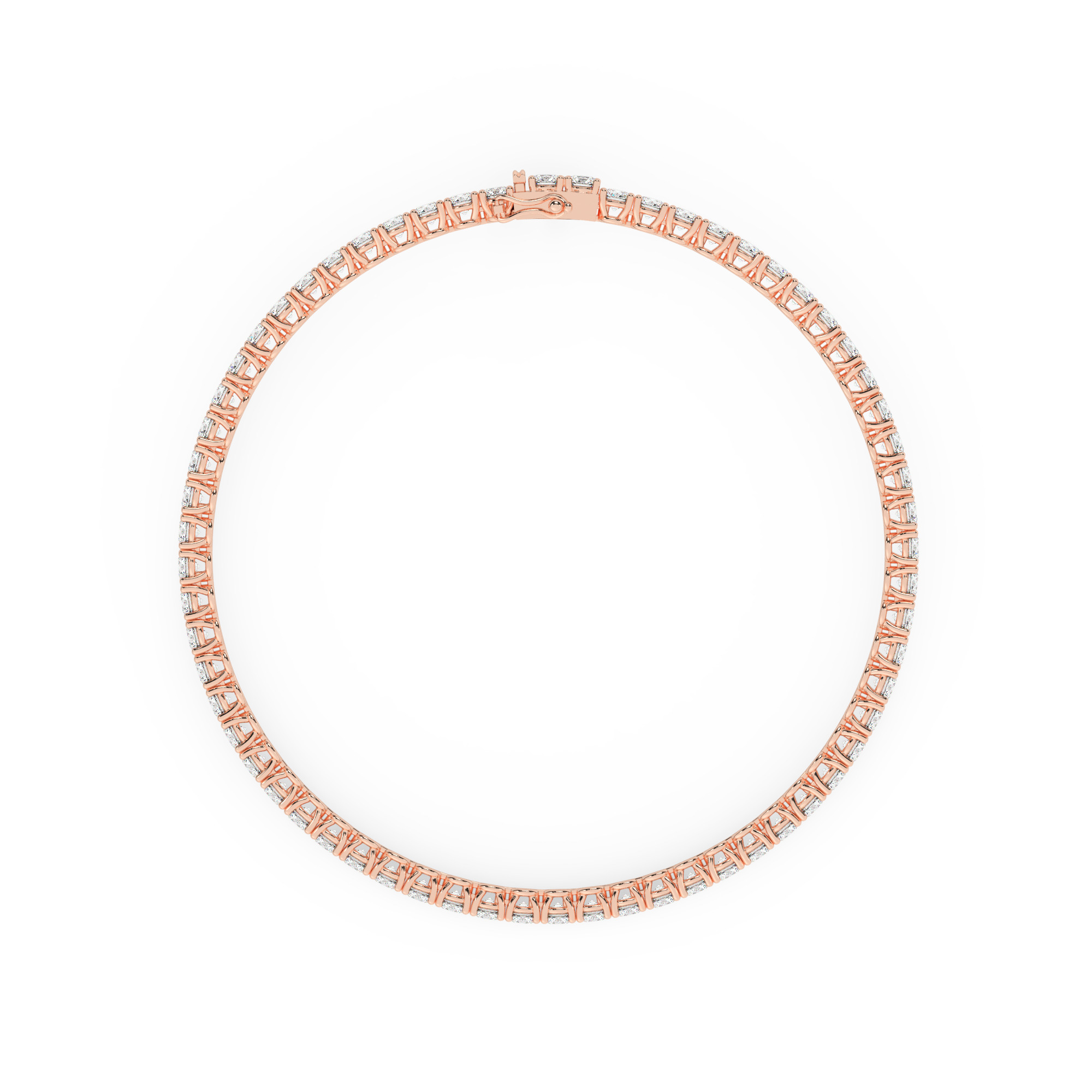 צמיד טניס ארבע שיניים קולקציה 1 זהב אדום רוזגולד 14 קראט משובץ יהלומי מעבדה במשקל כולל של 4.70 קראט עם תעודה גמולוגית – תמונה 4